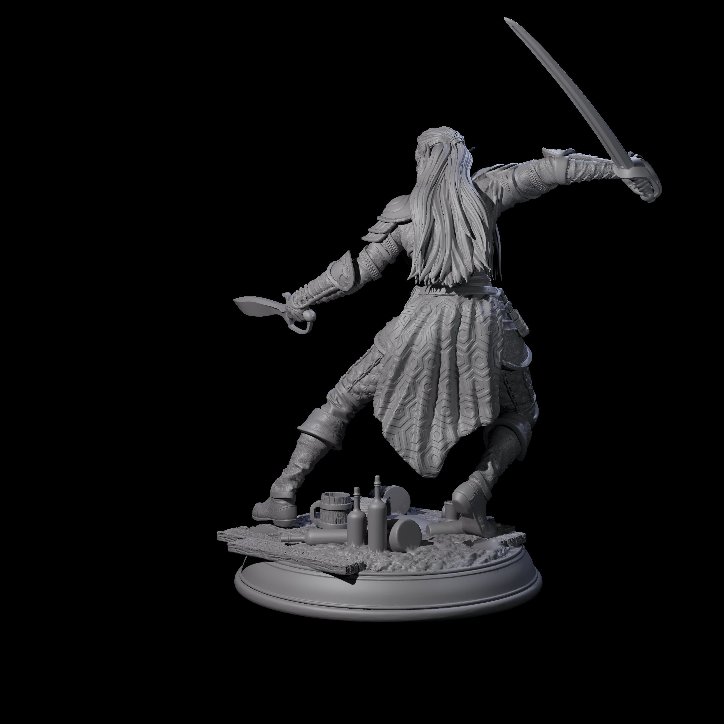 Leaping Elf Swordmaster Miniature for Dungeons and Dragons, Pathfinder or other TTRPGs