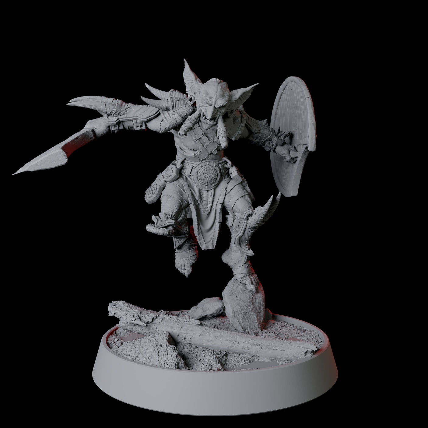 Leaping Goblin Spearman Miniature for Dungeons and Dragons, Pathfinder or other TTRPGs