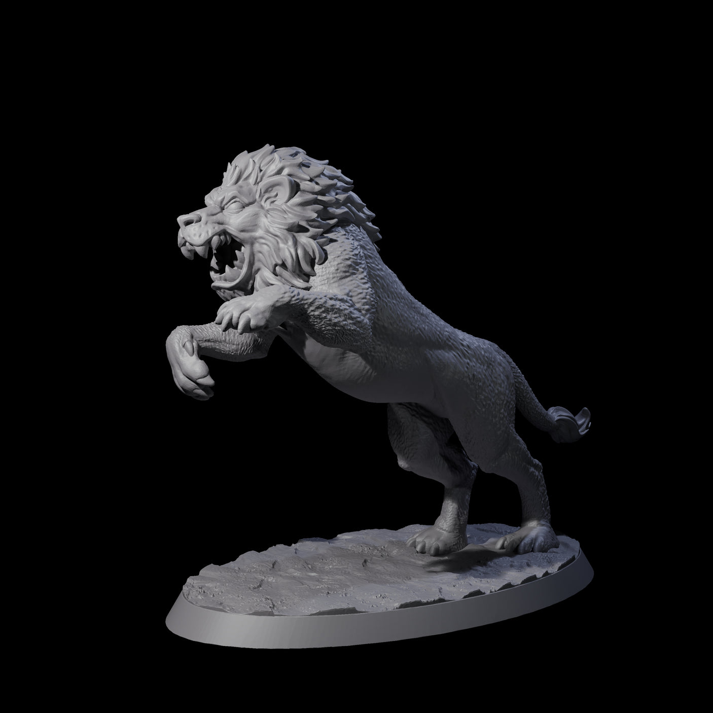 Leaping Rabid Lion Miniature for Dungeons and Dragons, Pathfinder or other TTRPGs
