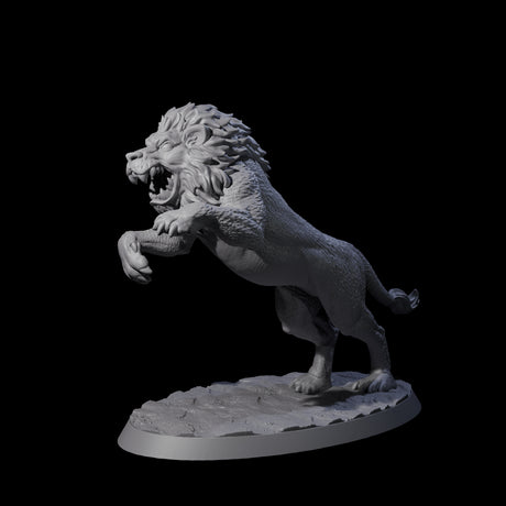 Leaping Rabid Lion Miniature for Dungeons and Dragons, Pathfinder or other TTRPGs