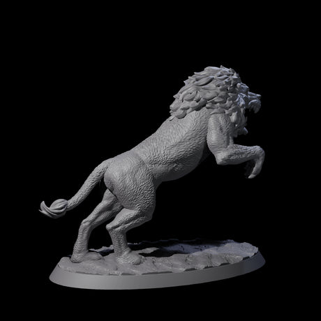 Leaping Rabid Lion Miniature for Dungeons and Dragons, Pathfinder or other TTRPGs