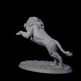 Leaping Rabid Lion Miniature for Dungeons and Dragons, Pathfinder or other TTRPGs