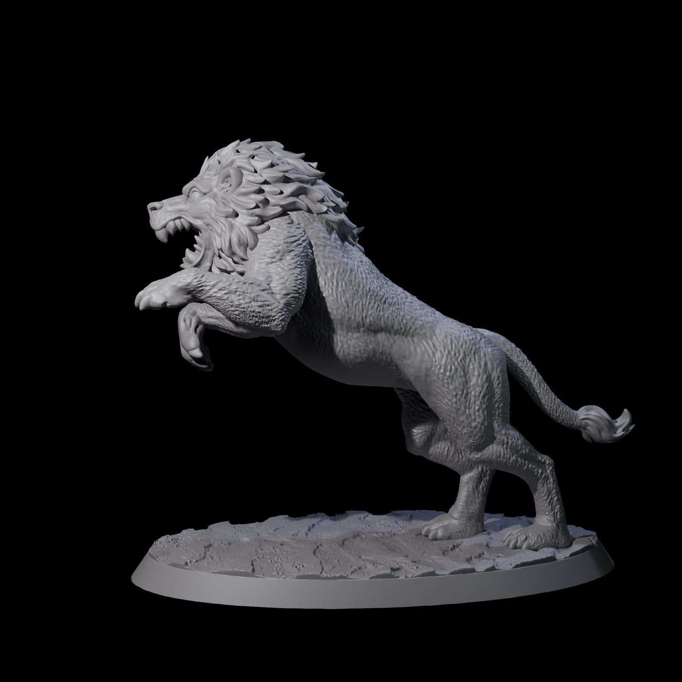 Leaping Rabid Lion Miniature for Dungeons and Dragons, Pathfinder or other TTRPGs