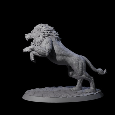 Leaping Rabid Lion Miniature for Dungeons and Dragons, Pathfinder or other TTRPGs