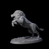 Leaping Rabid Lion Miniature for Dungeons and Dragons, Pathfinder or other TTRPGs