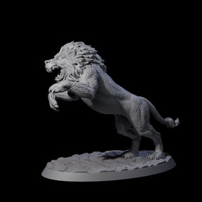 Leaping Rabid Lion Miniature for Dungeons and Dragons, Pathfinder or other TTRPGs