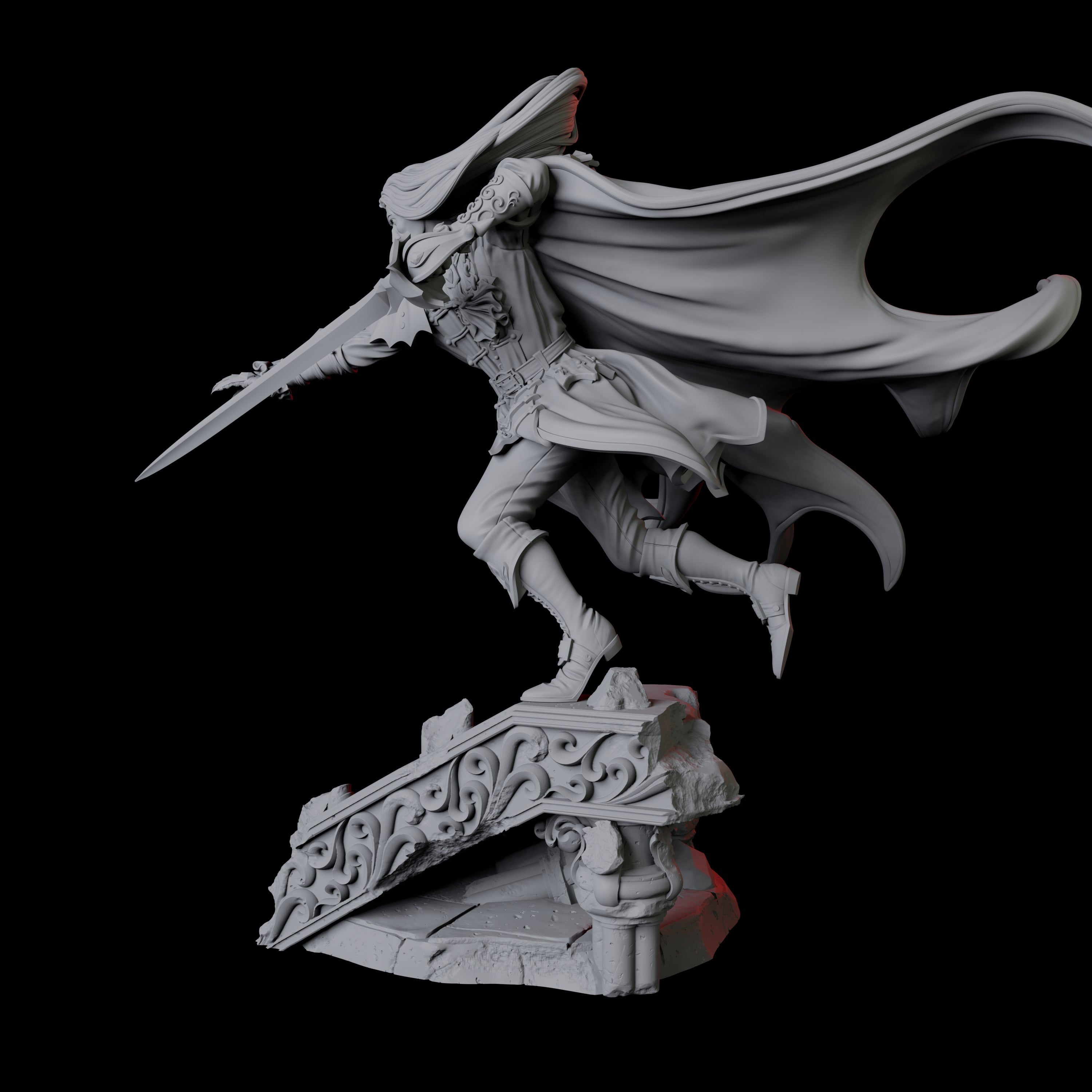 Leaping Swashbuckler Miniature for Dungeons and Dragons, Pathfinder or other TTRPGs