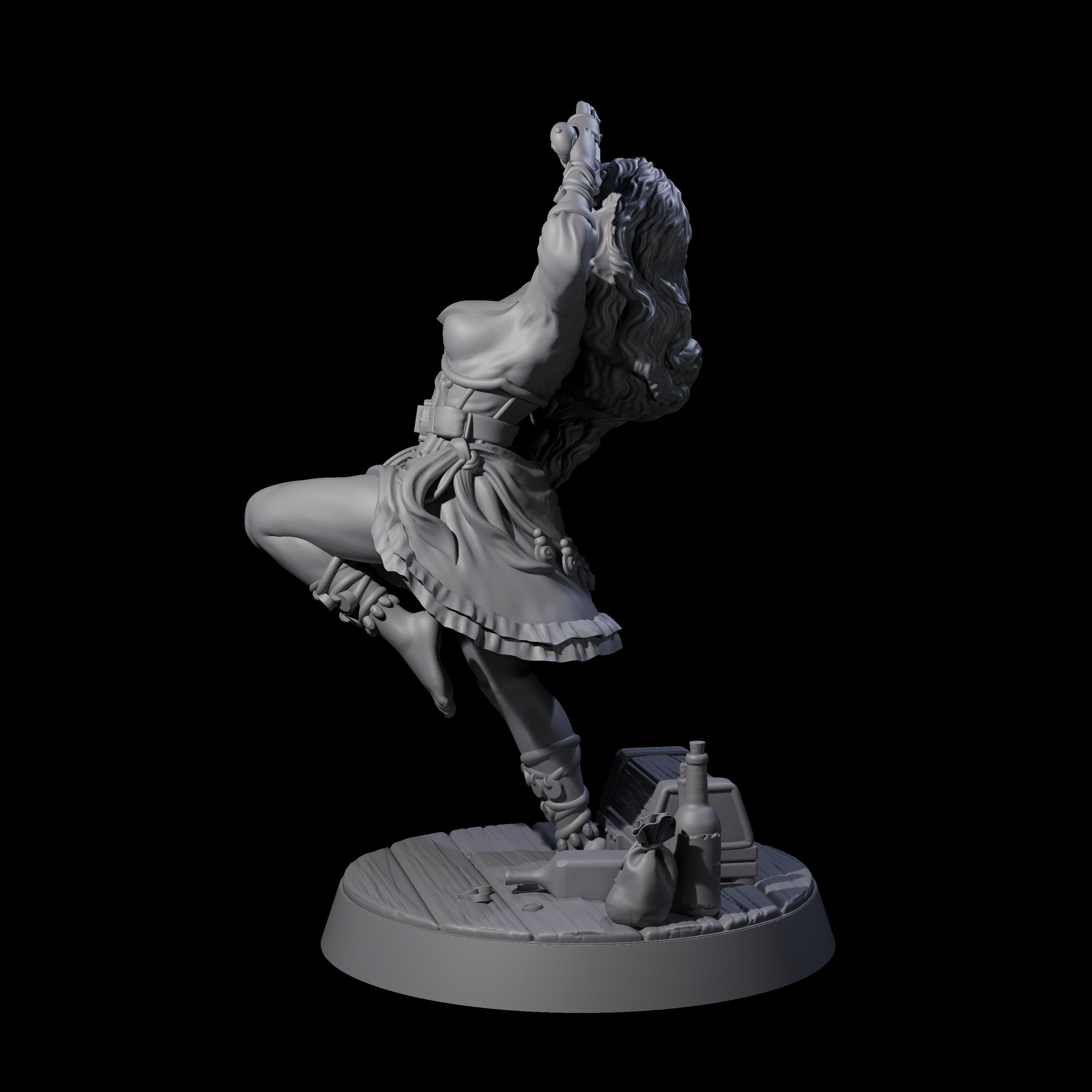Leaping Swashbulker Maiden Miniature for Dungeons and Dragons, Pathfinder or other TTRPGs