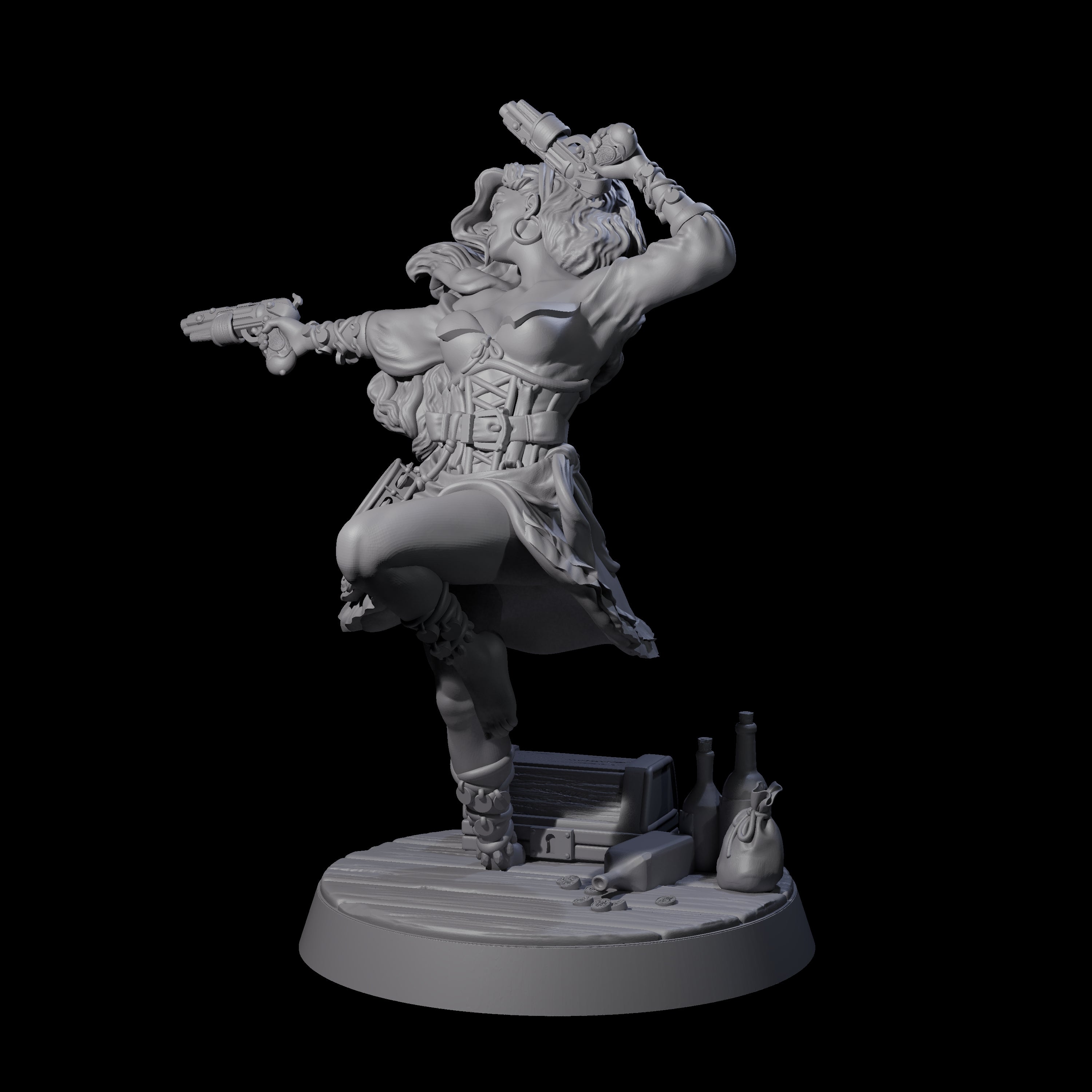 Leaping Swashbulker Maiden Miniature for Dungeons and Dragons, Pathfinder or other TTRPGs