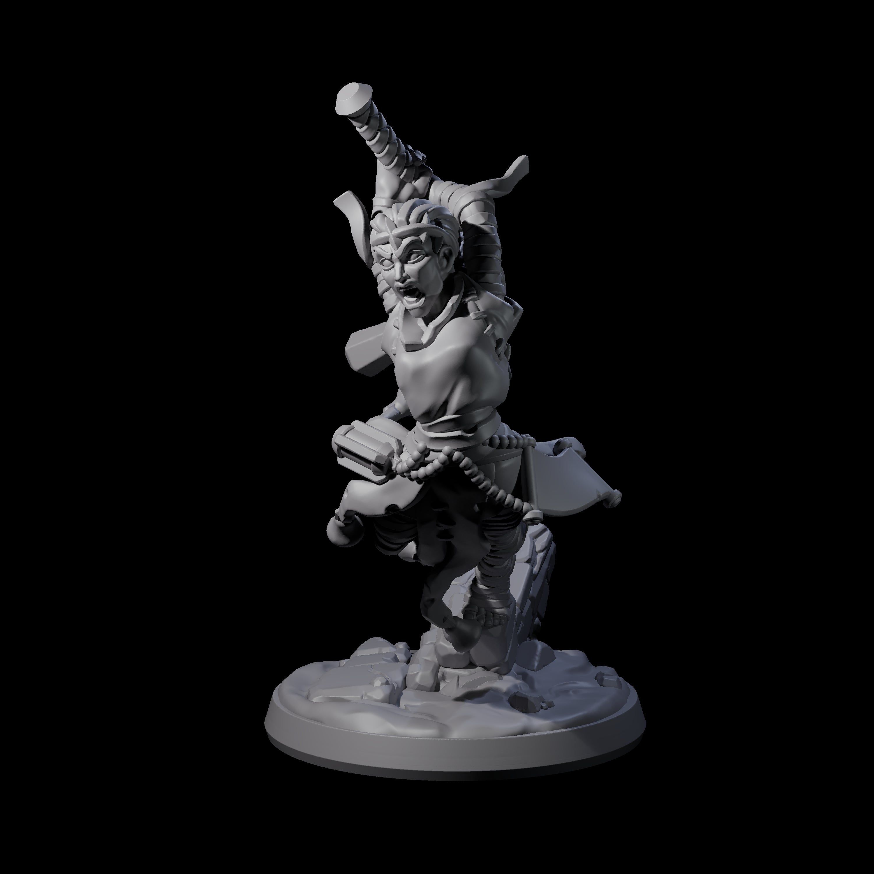 Leaping Warrior Priest Miniature for Dungeons and Dragons, Pathfinder or other TTRPGs