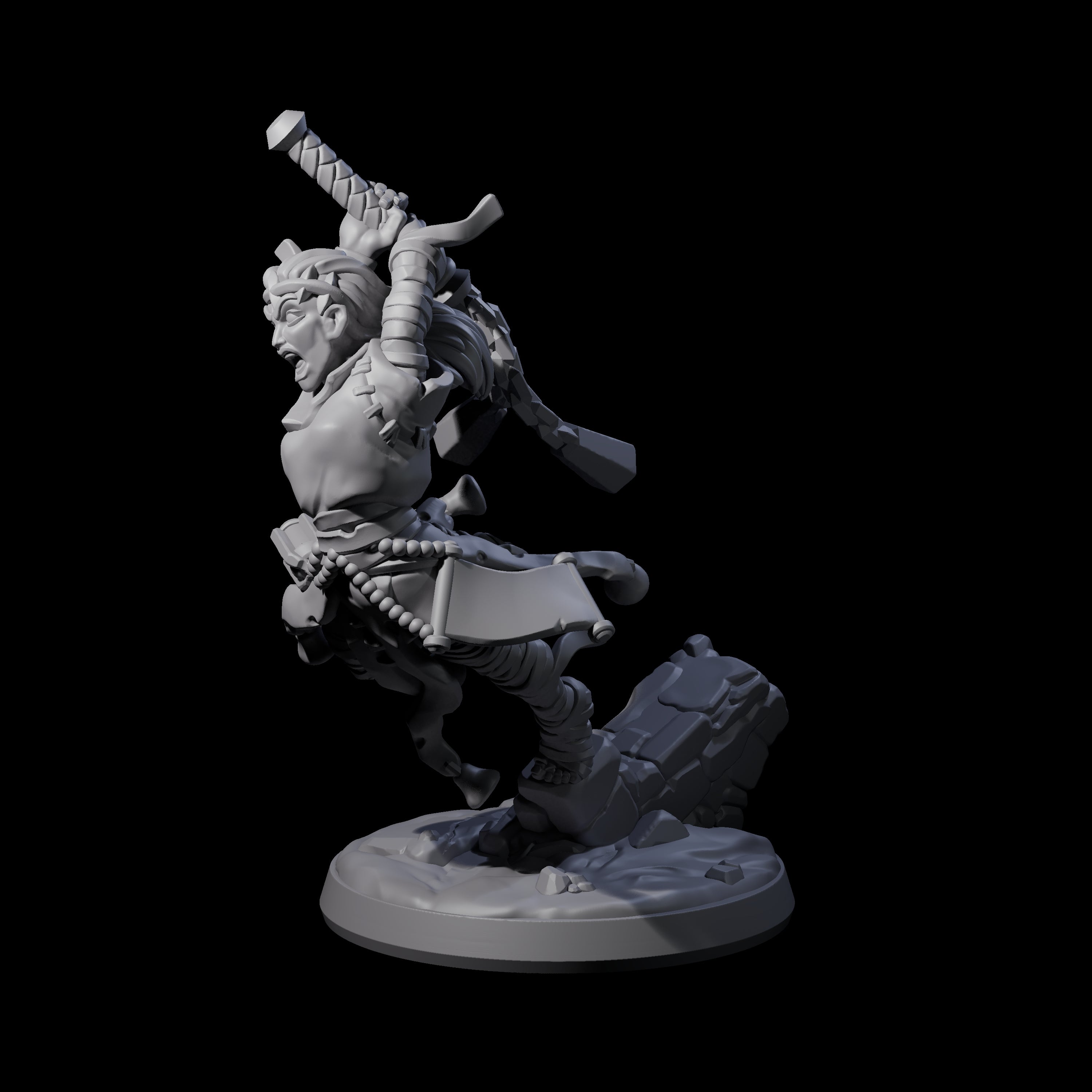 Leaping Warrior Priest Miniature for Dungeons and Dragons, Pathfinder or other TTRPGs