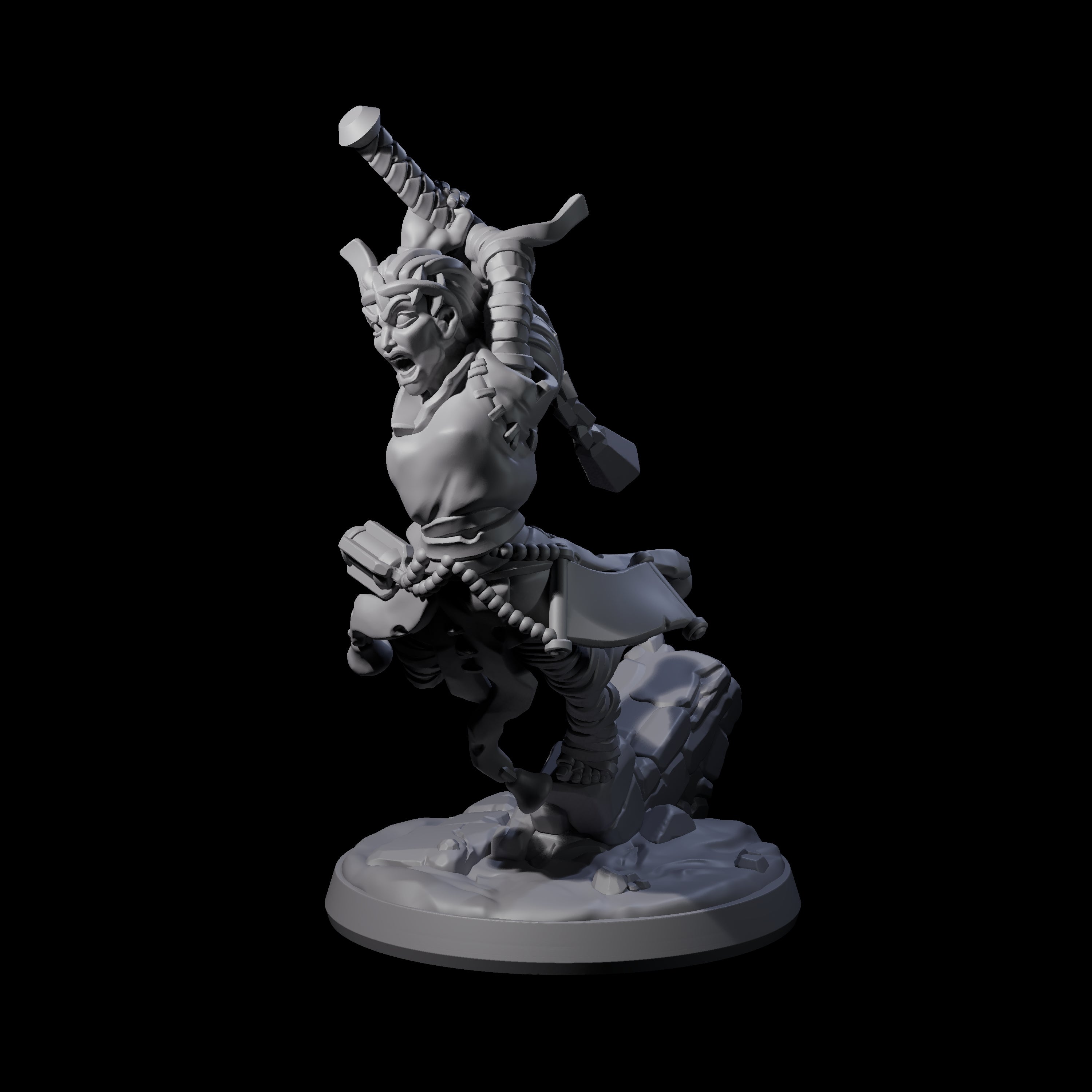 Leaping Warrior Priest Miniature for Dungeons and Dragons, Pathfinder or other TTRPGs