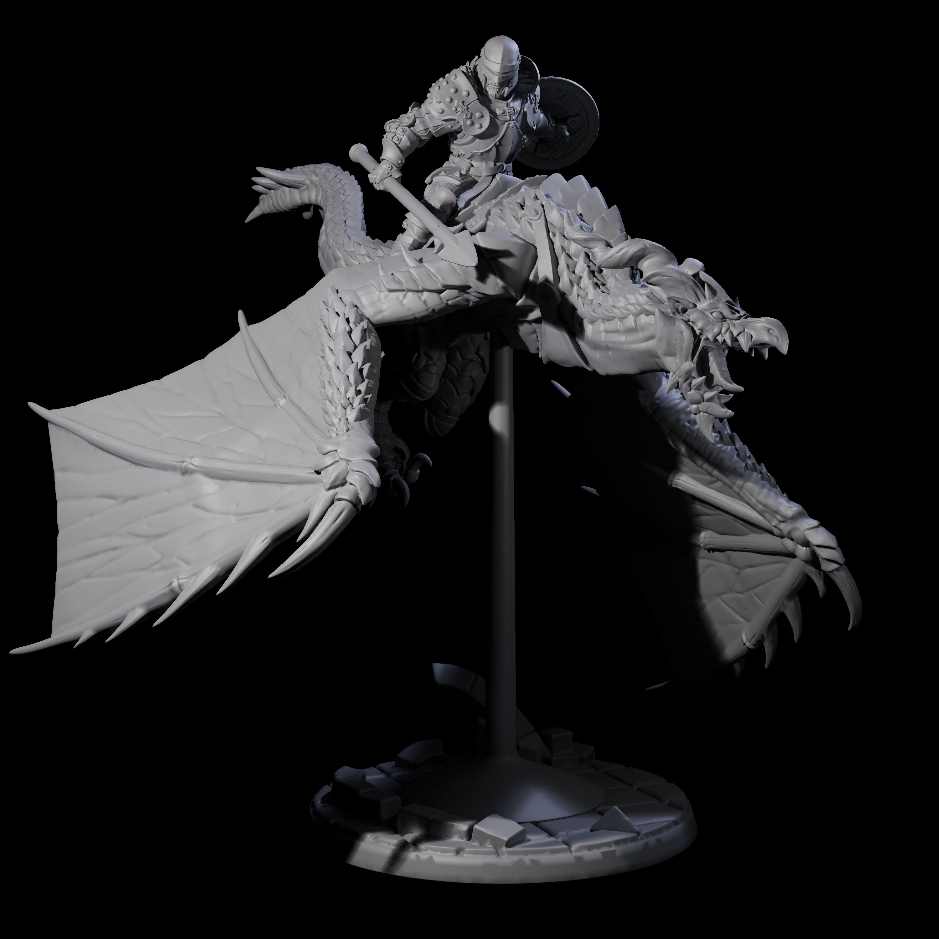 Lethal Wyvern Rider A Miniature for Dungeons and Dragons, Pathfinder or other TTRPGs