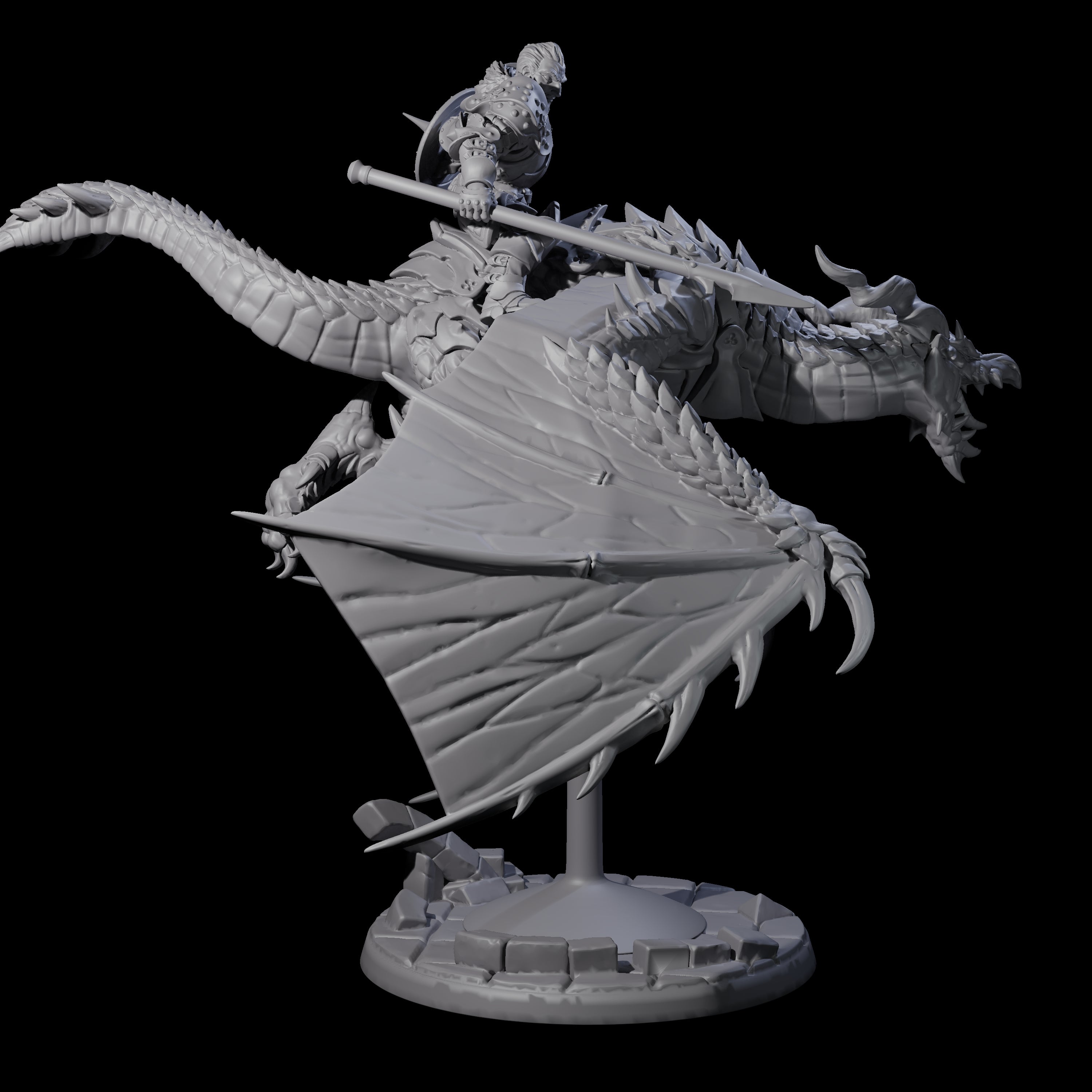 Lethal Wyvern Rider A Miniature for Dungeons and Dragons, Pathfinder or other TTRPGs