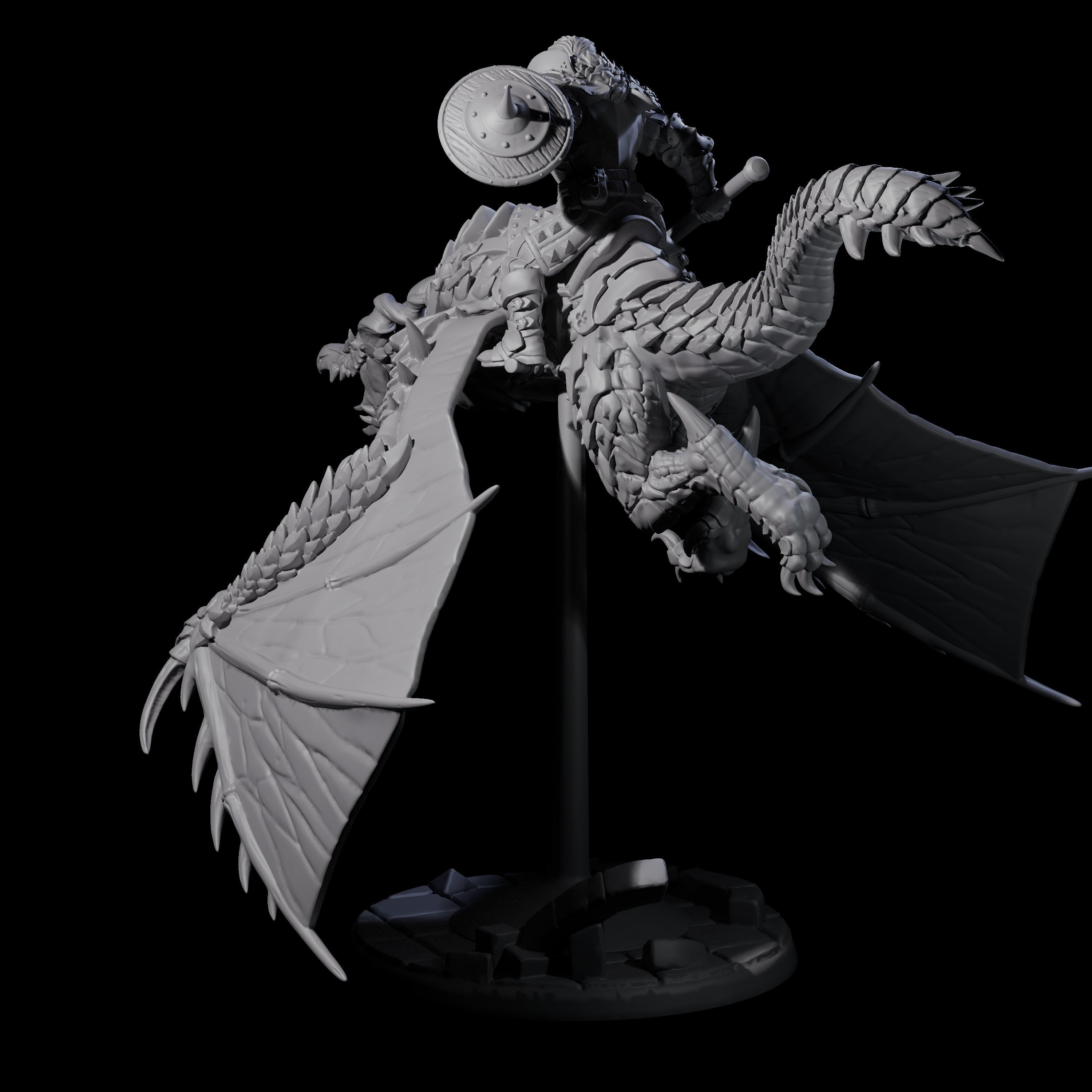 Lethal Wyvern Rider A Miniature for Dungeons and Dragons, Pathfinder or other TTRPGs