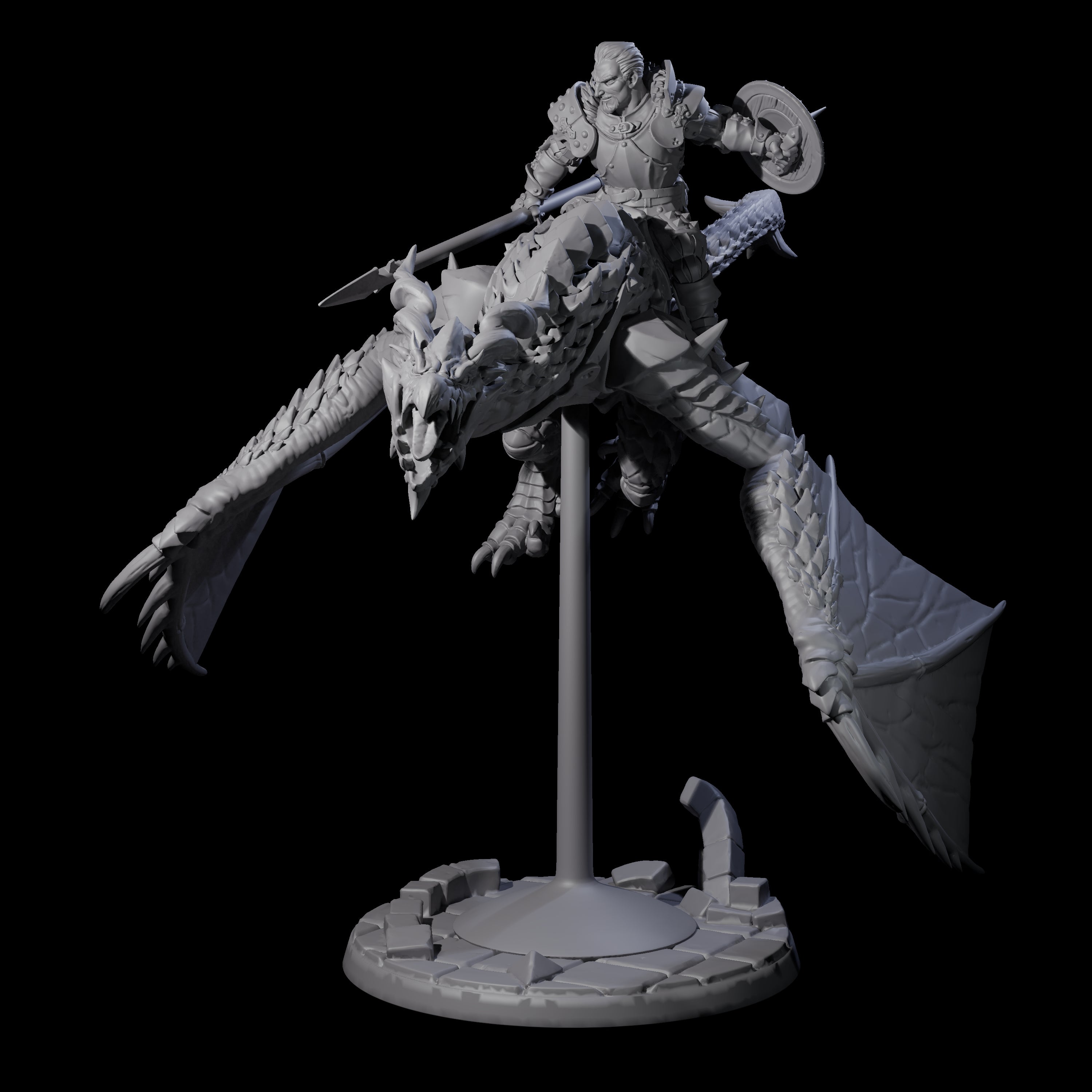 Lethal Wyvern Rider A Miniature for Dungeons and Dragons, Pathfinder or other TTRPGs