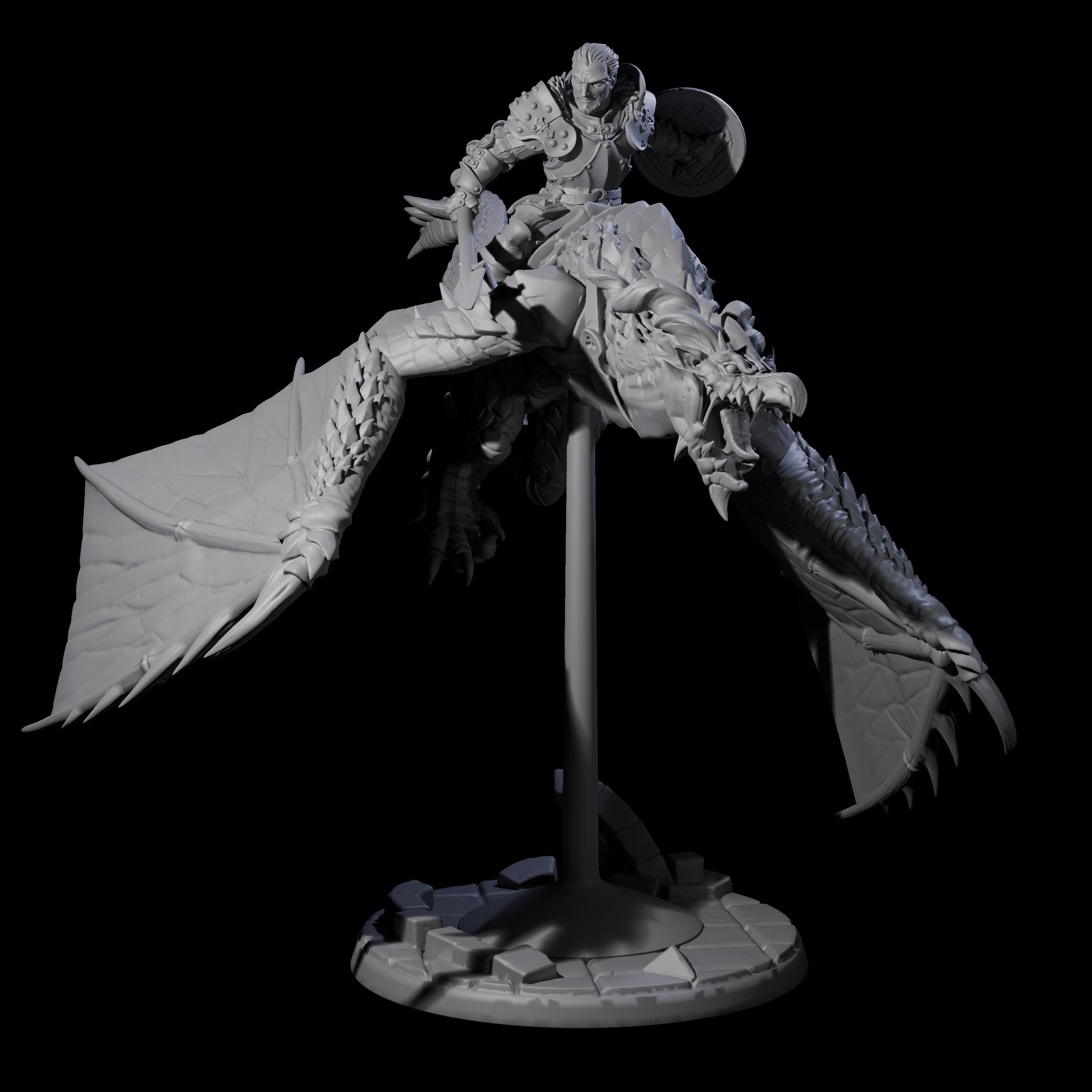 Lethal Wyvern Rider A Miniature for Dungeons and Dragons, Pathfinder or other TTRPGs