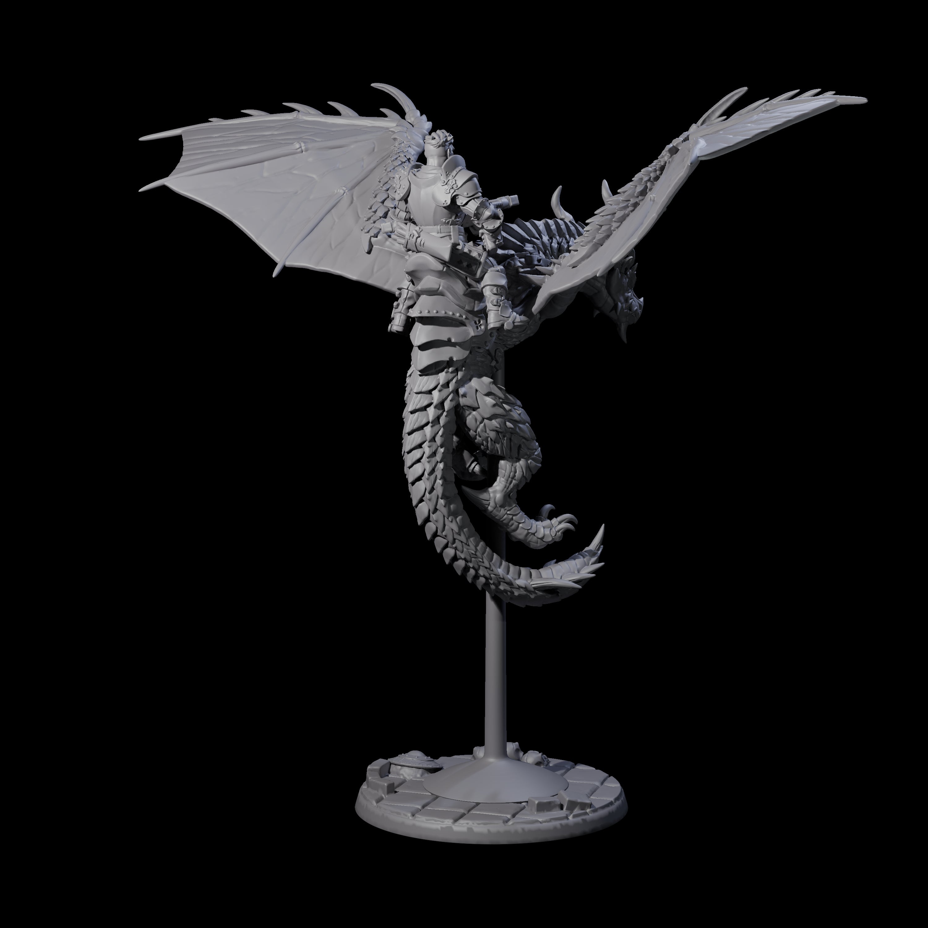 Lethal Wyvern Rider B Miniature for Dungeons and Dragons, Pathfinder or other TTRPGs