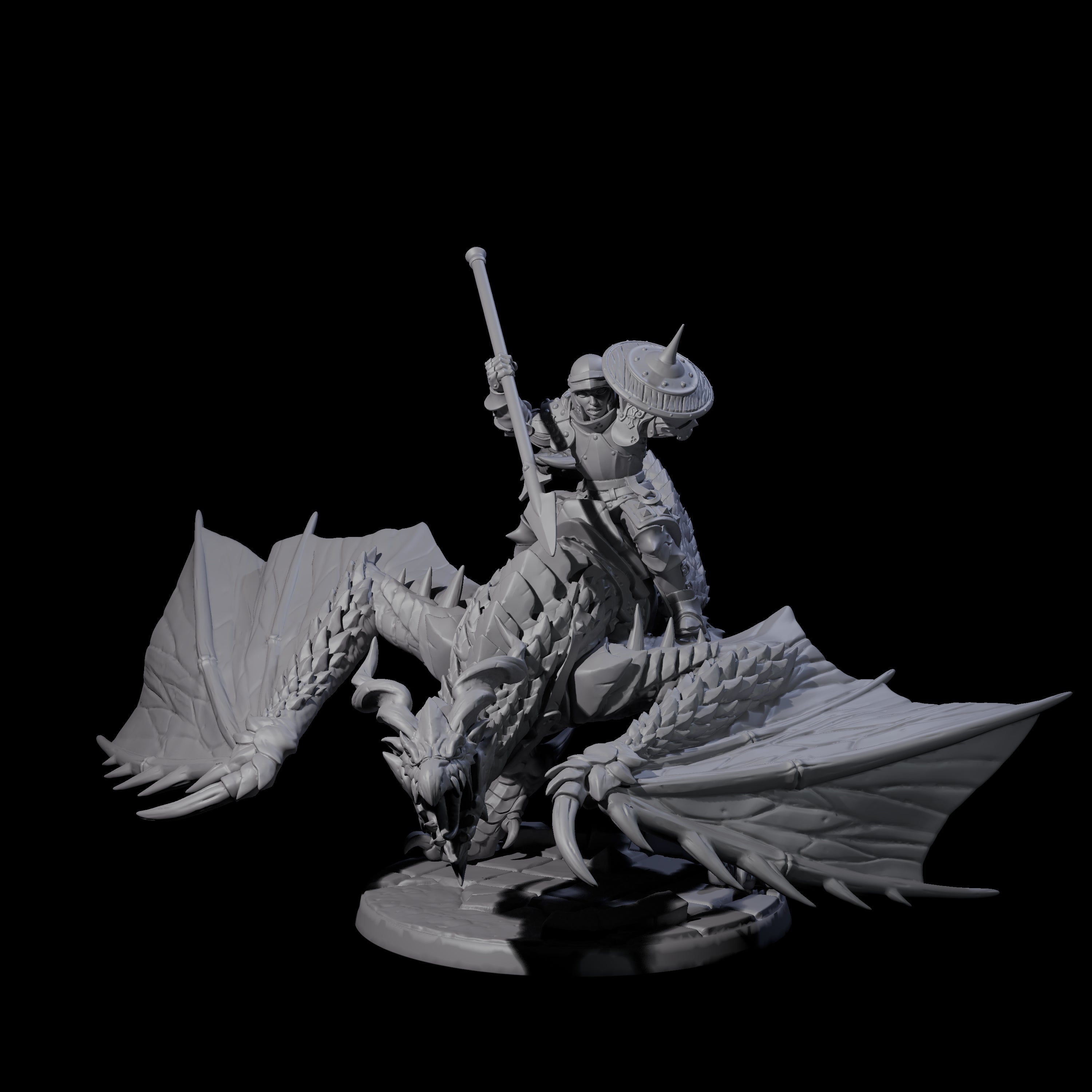 Lethal Wyvern Rider C Miniature for Dungeons and Dragons, Pathfinder or other TTRPGs