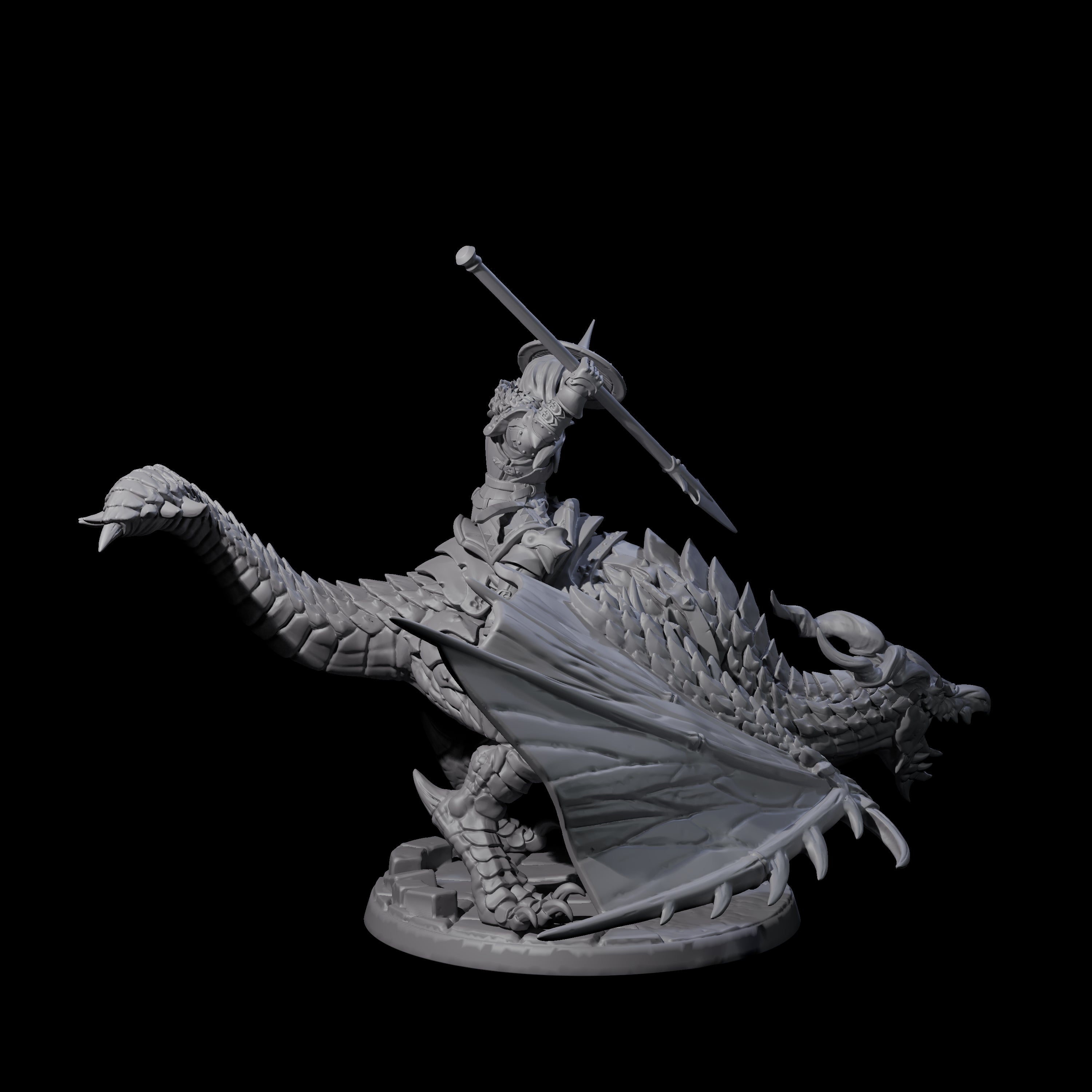 Lethal Wyvern Rider C Miniature for Dungeons and Dragons, Pathfinder or other TTRPGs