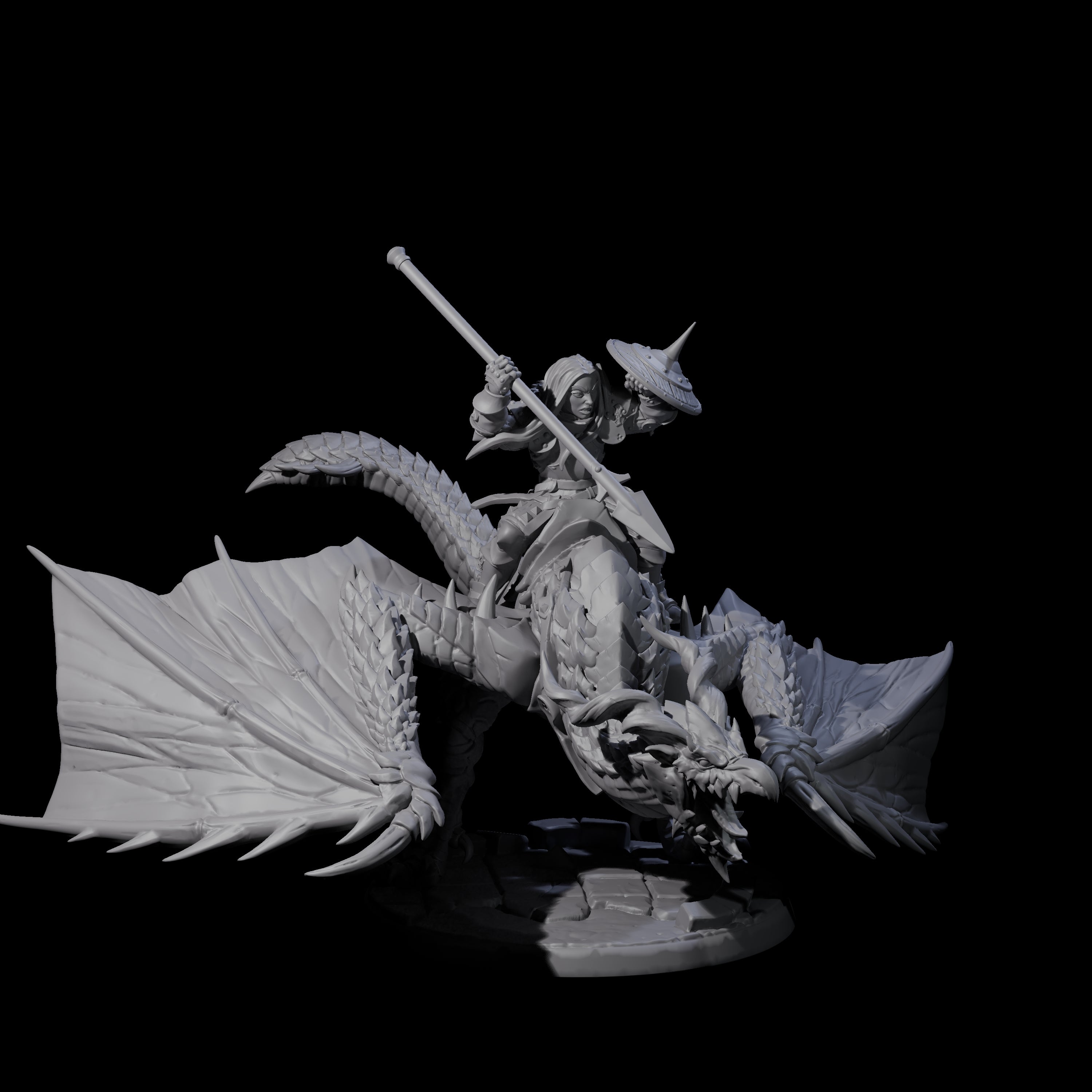 Lethal Wyvern Rider C Miniature for Dungeons and Dragons, Pathfinder or other TTRPGs