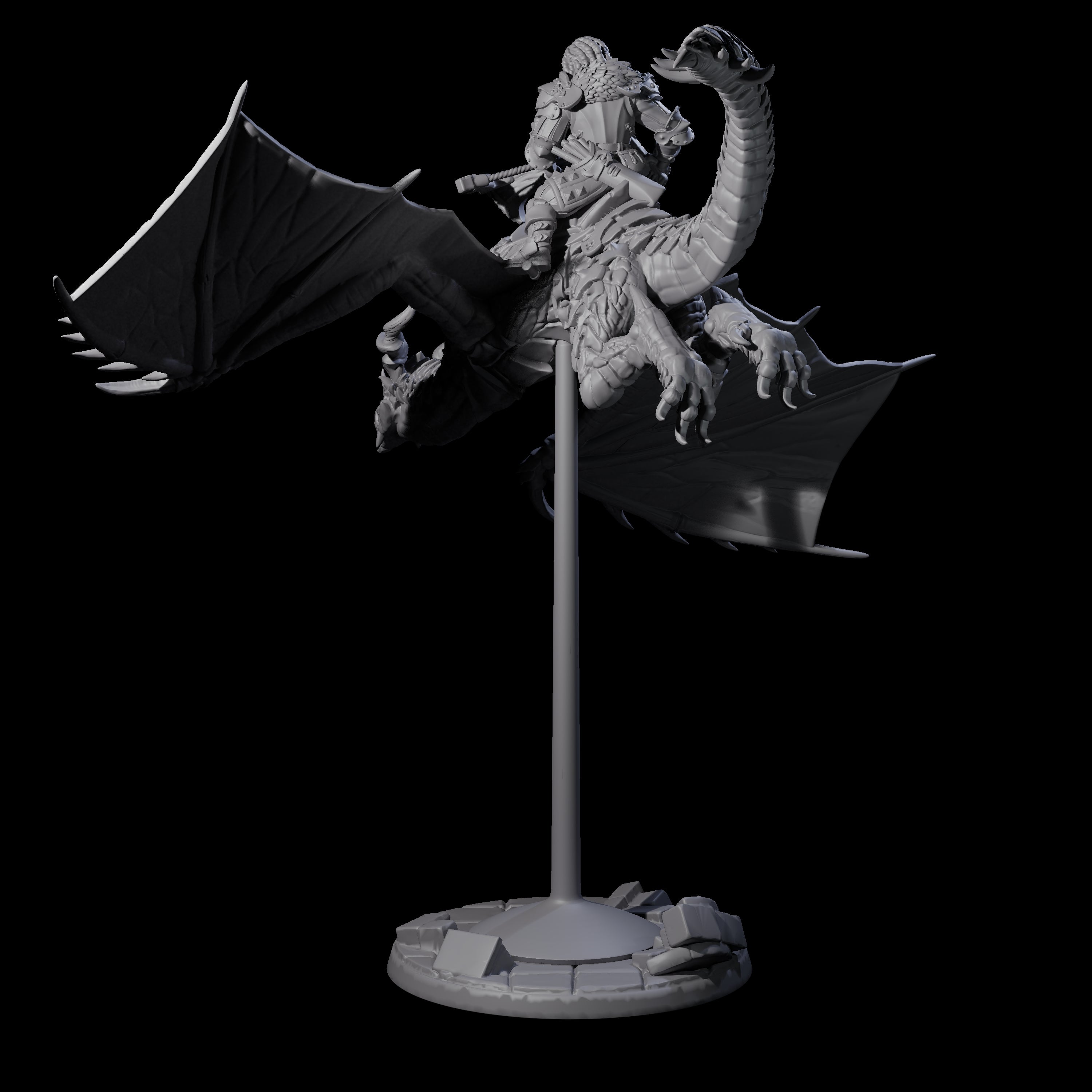 Lethal Wyvern Rider D Miniature for Dungeons and Dragons, Pathfinder or other TTRPGs