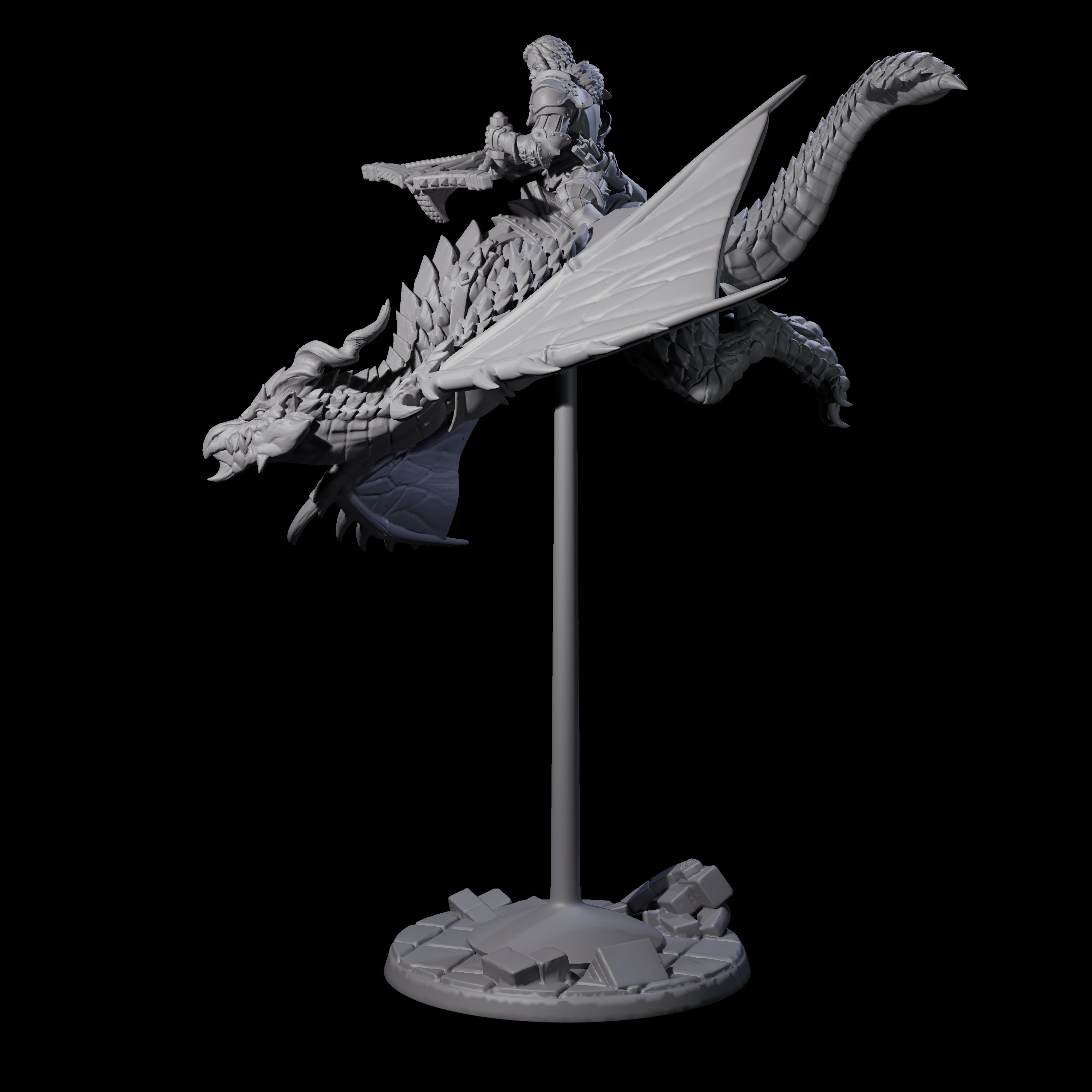 Lethal Wyvern Rider D Miniature for Dungeons and Dragons, Pathfinder or other TTRPGs