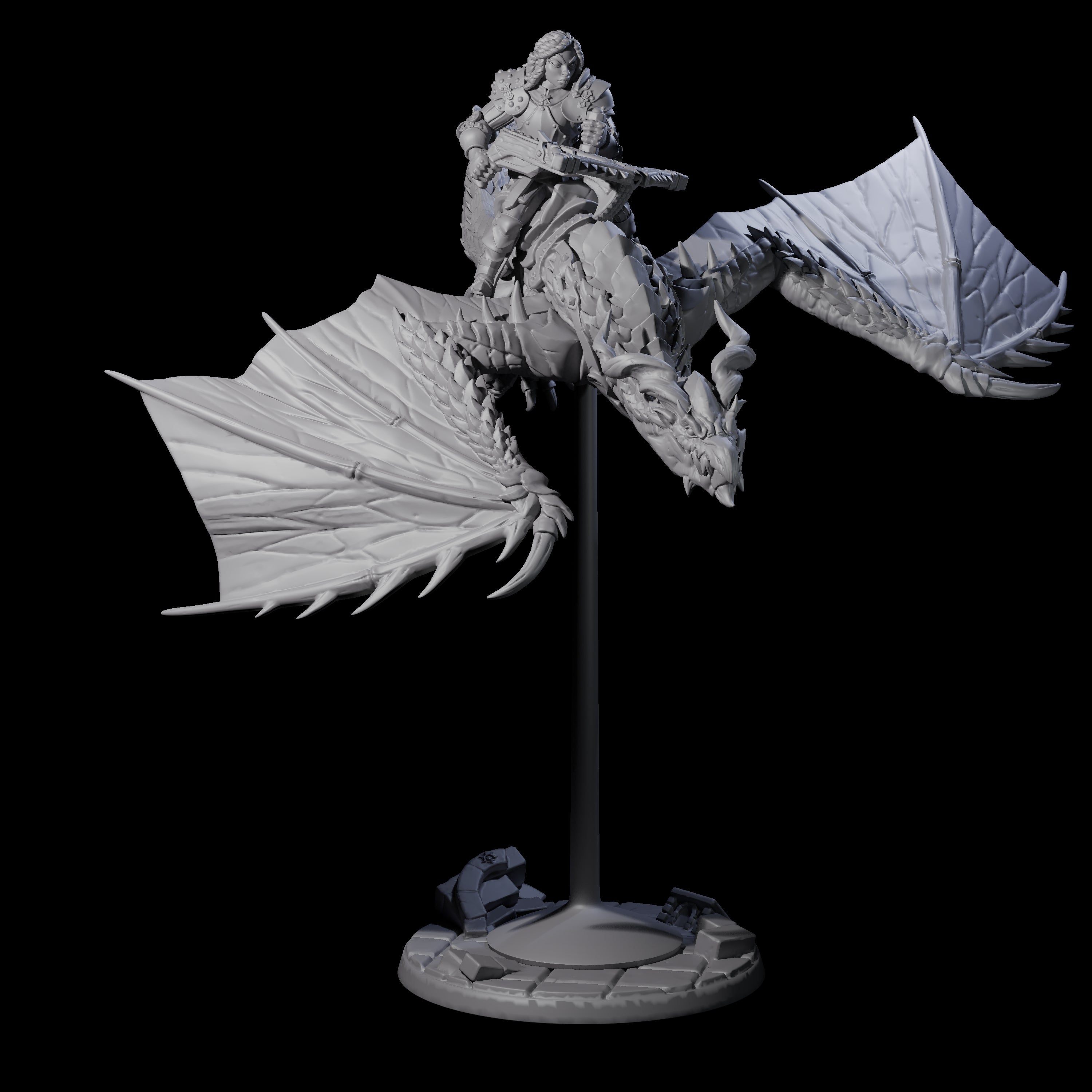 Lethal Wyvern Rider D Miniature for Dungeons and Dragons, Pathfinder or other TTRPGs