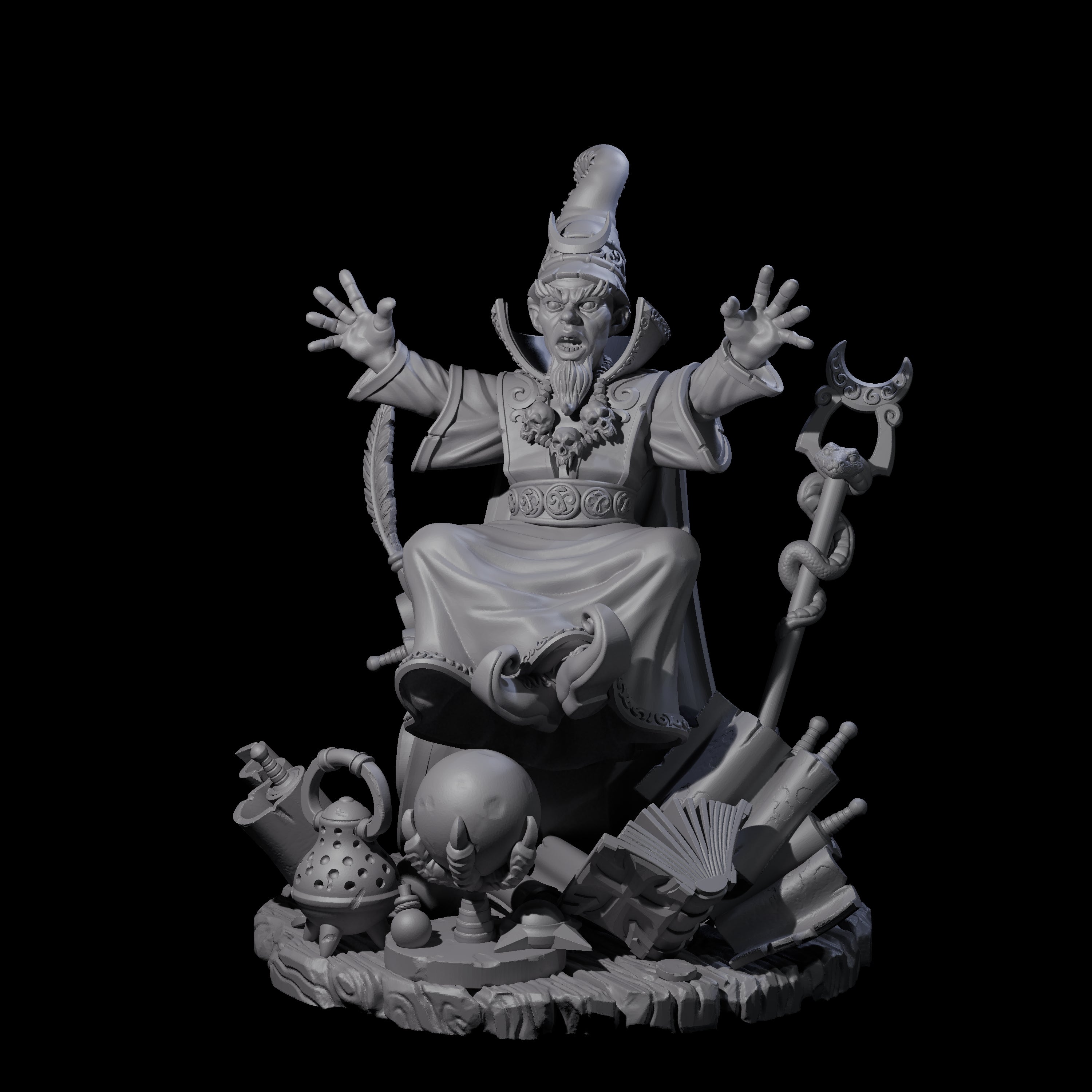 Levitating Gnome Wizard Miniature for Dungeons and Dragons, Pathfinder or other TTRPGs