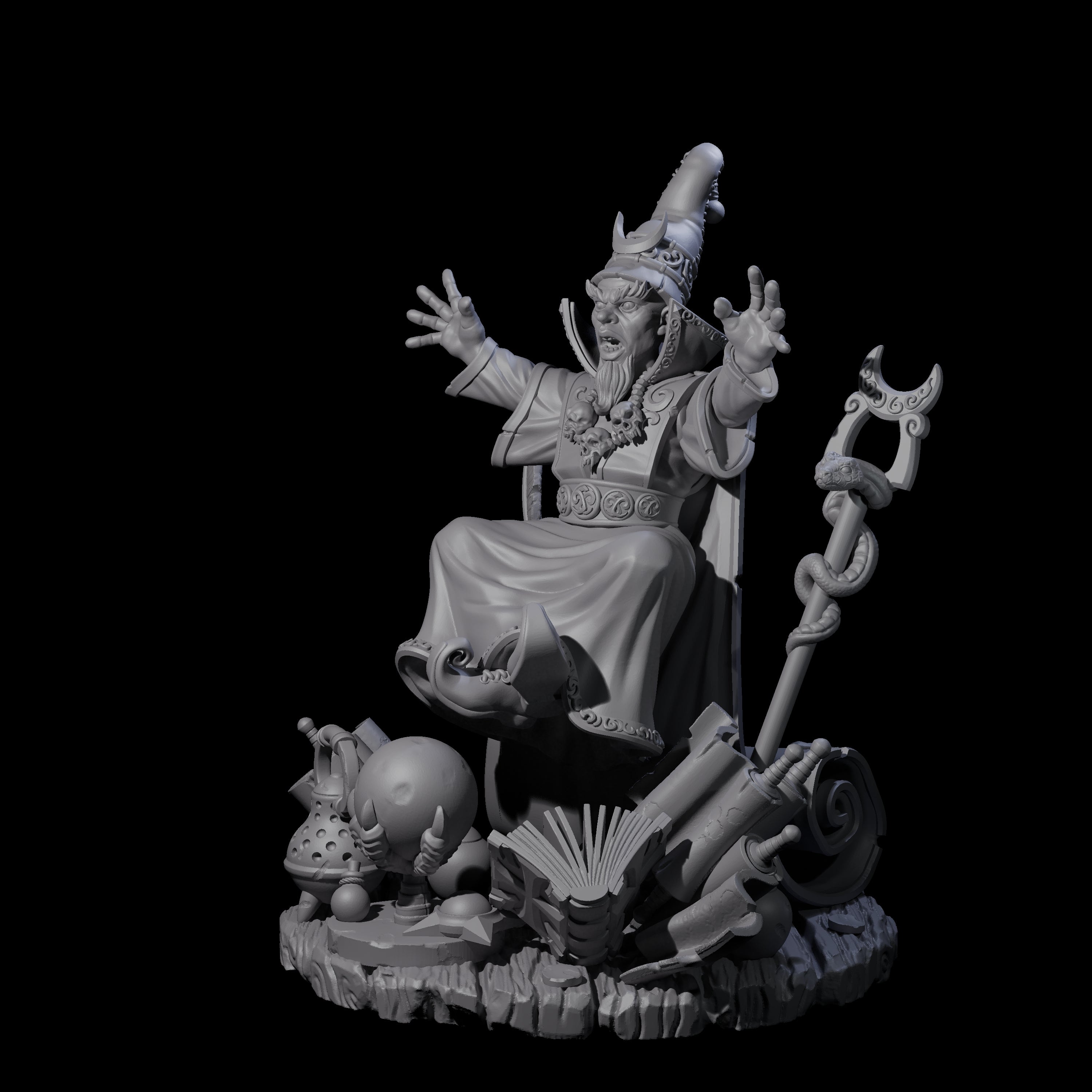 Levitating Gnome Wizard Miniature for Dungeons and Dragons, Pathfinder or other TTRPGs