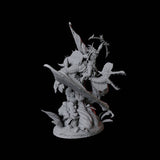 Lizardfolk Flying on Pterodactyl A Miniature for Dungeons and Dragons, Pathfinder or other TTRPGs
