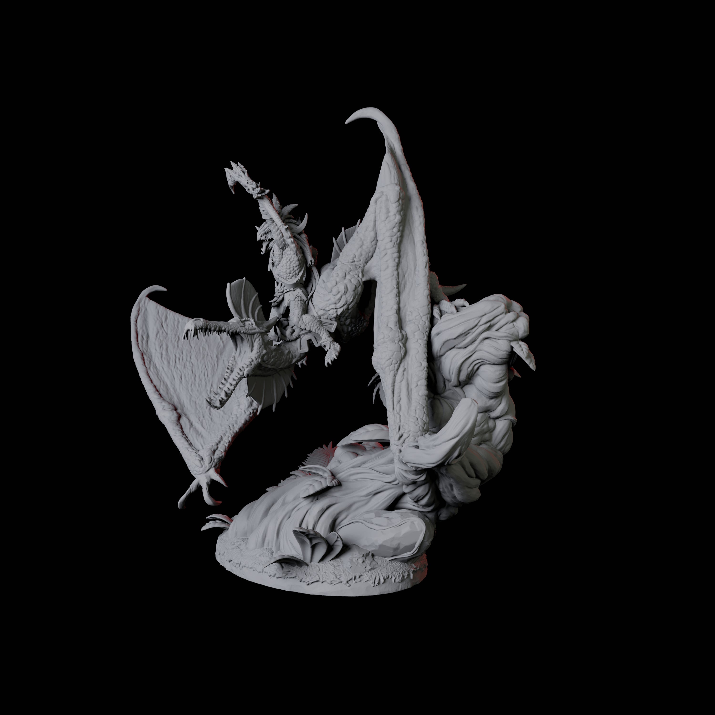 Lizardfolk Flying on Pterodactyl A Miniature for Dungeons and Dragons, Pathfinder or other TTRPGs