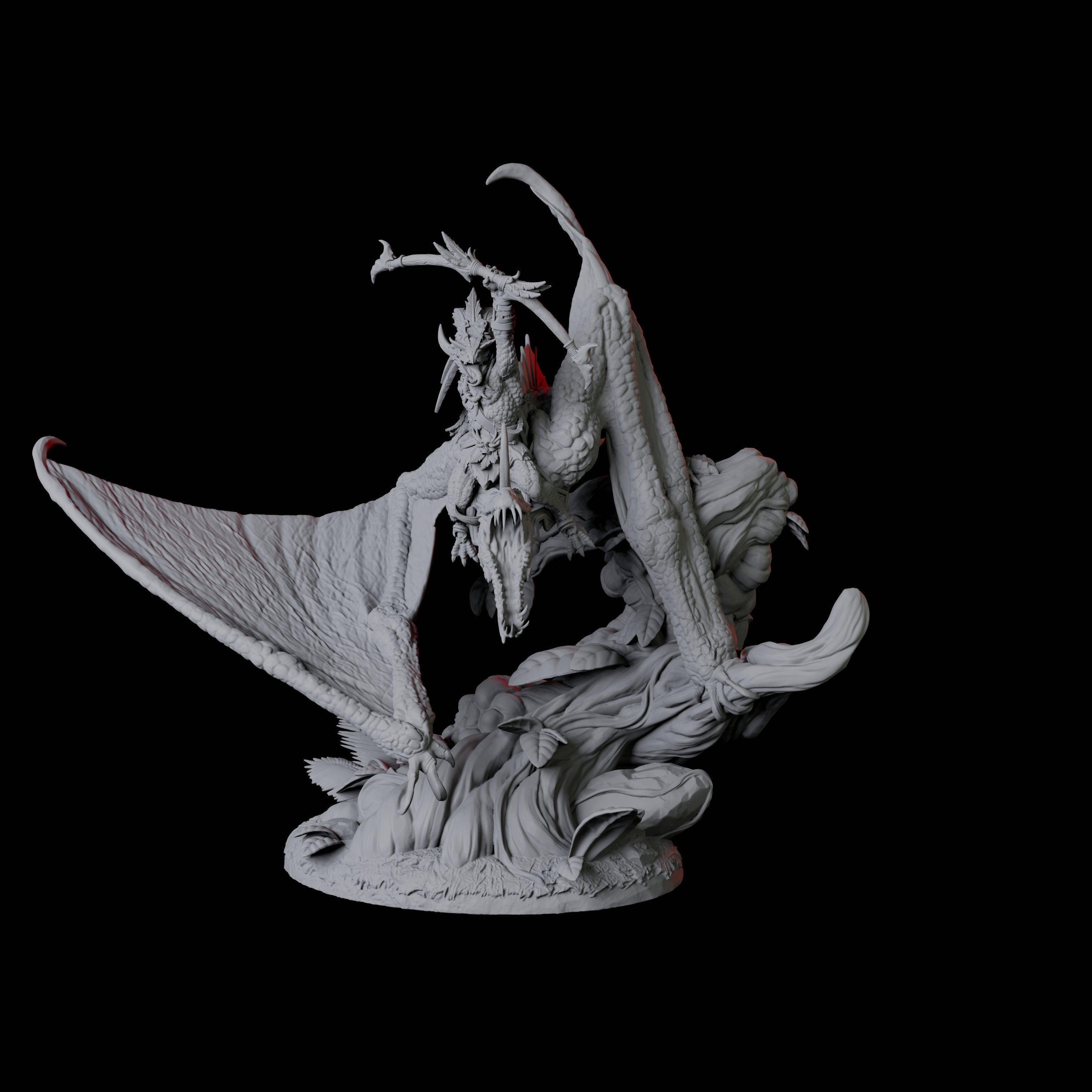 Lizardfolk Flying on Pterodactyl A Miniature for Dungeons and Dragons, Pathfinder or other TTRPGs