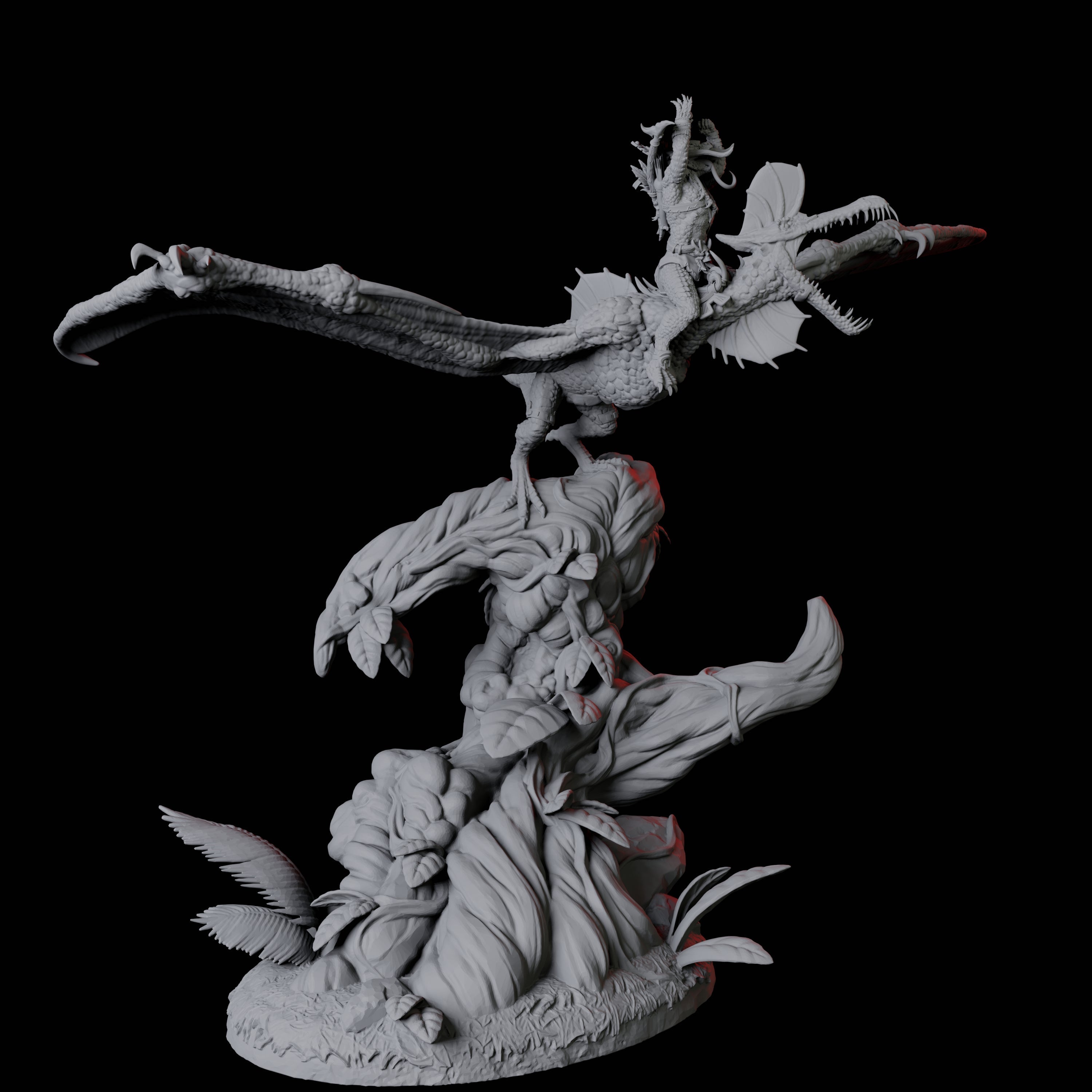 Lizardfolk Flying on Pterodactyl B Miniature for Dungeons and Dragons, Pathfinder or other TTRPGs