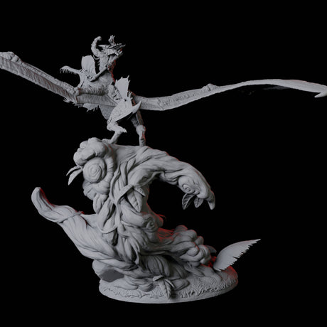 Lizardfolk Flying on Pterodactyl B Miniature for Dungeons and Dragons, Pathfinder or other TTRPGs