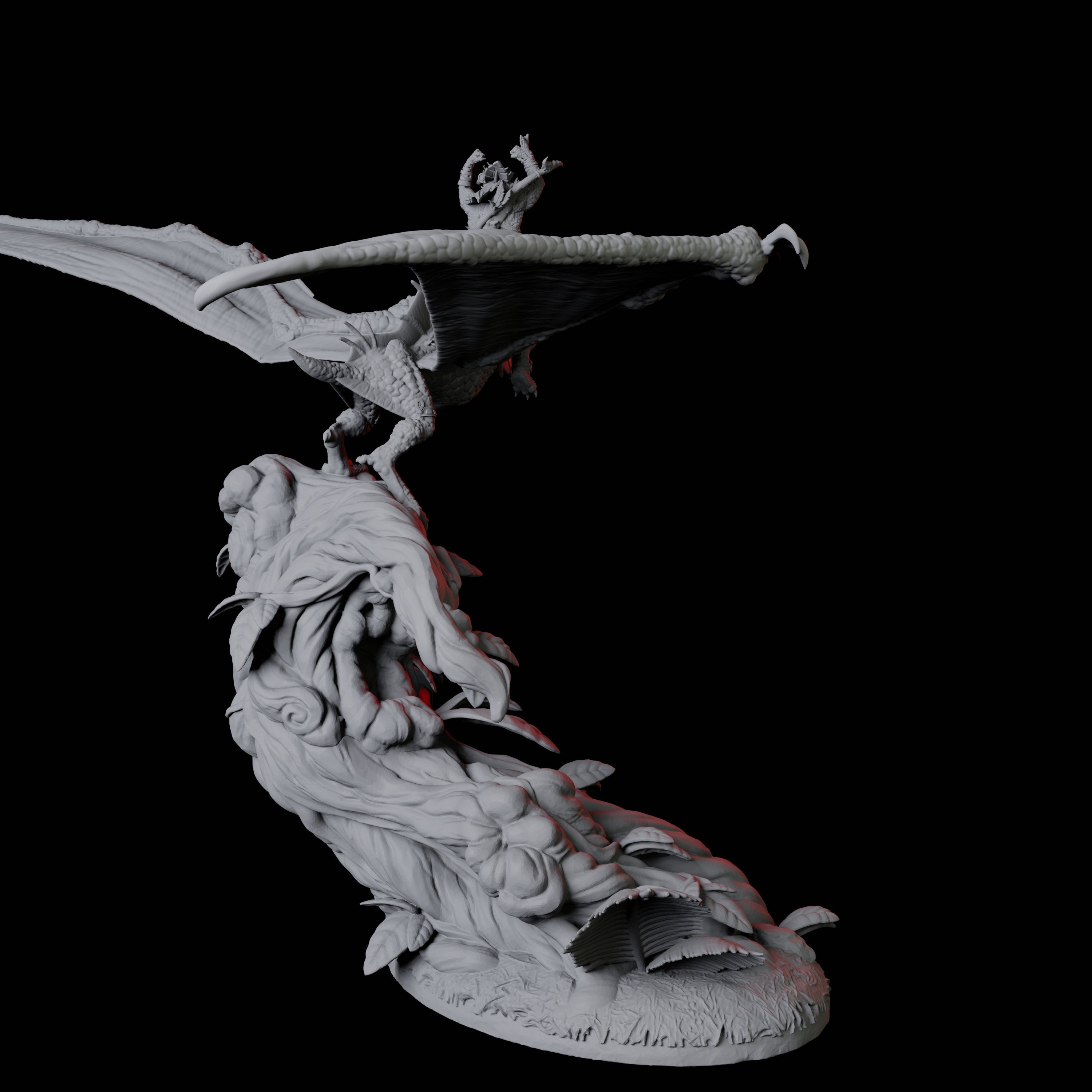 Lizardfolk Flying on Pterodactyl B Miniature for Dungeons and Dragons, Pathfinder or other TTRPGs