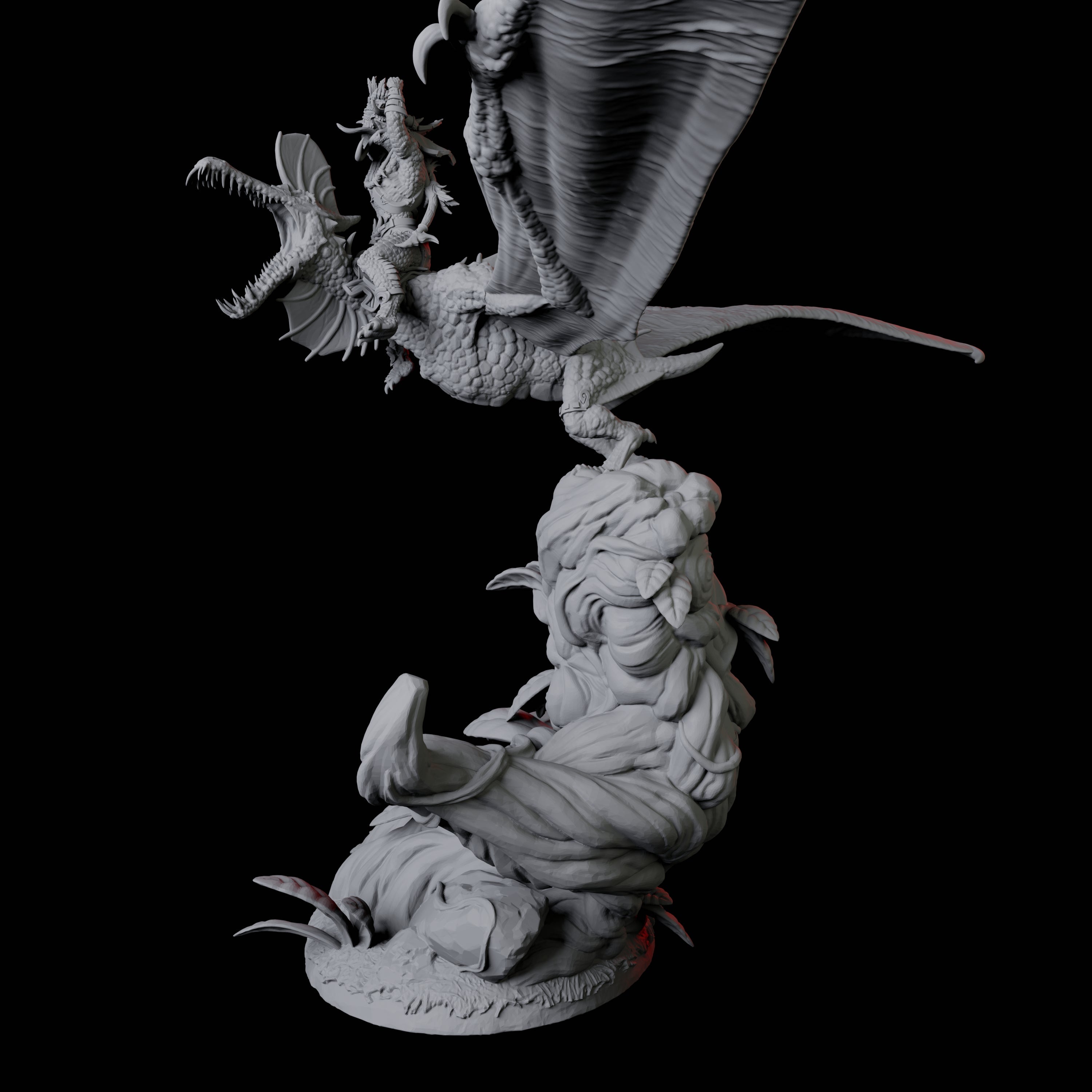 Lizardfolk Flying on Pterodactyl B Miniature for Dungeons and Dragons, Pathfinder or other TTRPGs