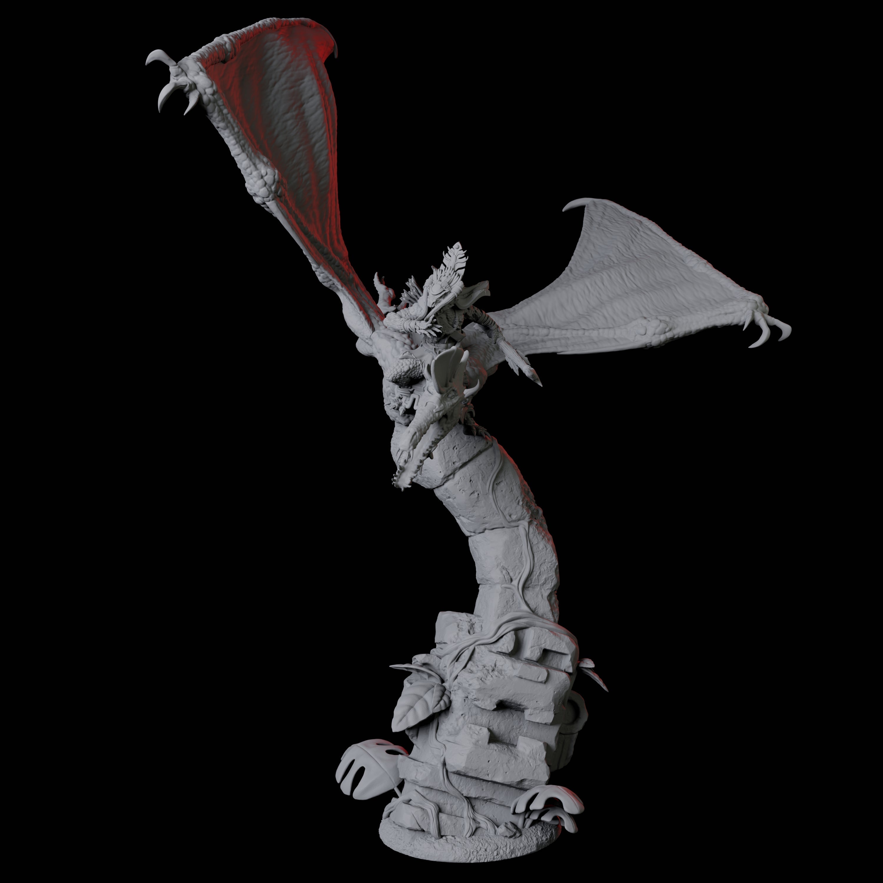 Lizardfolk Flying on Pterodactyl C Miniature for Dungeons and Dragons, Pathfinder or other TTRPGs