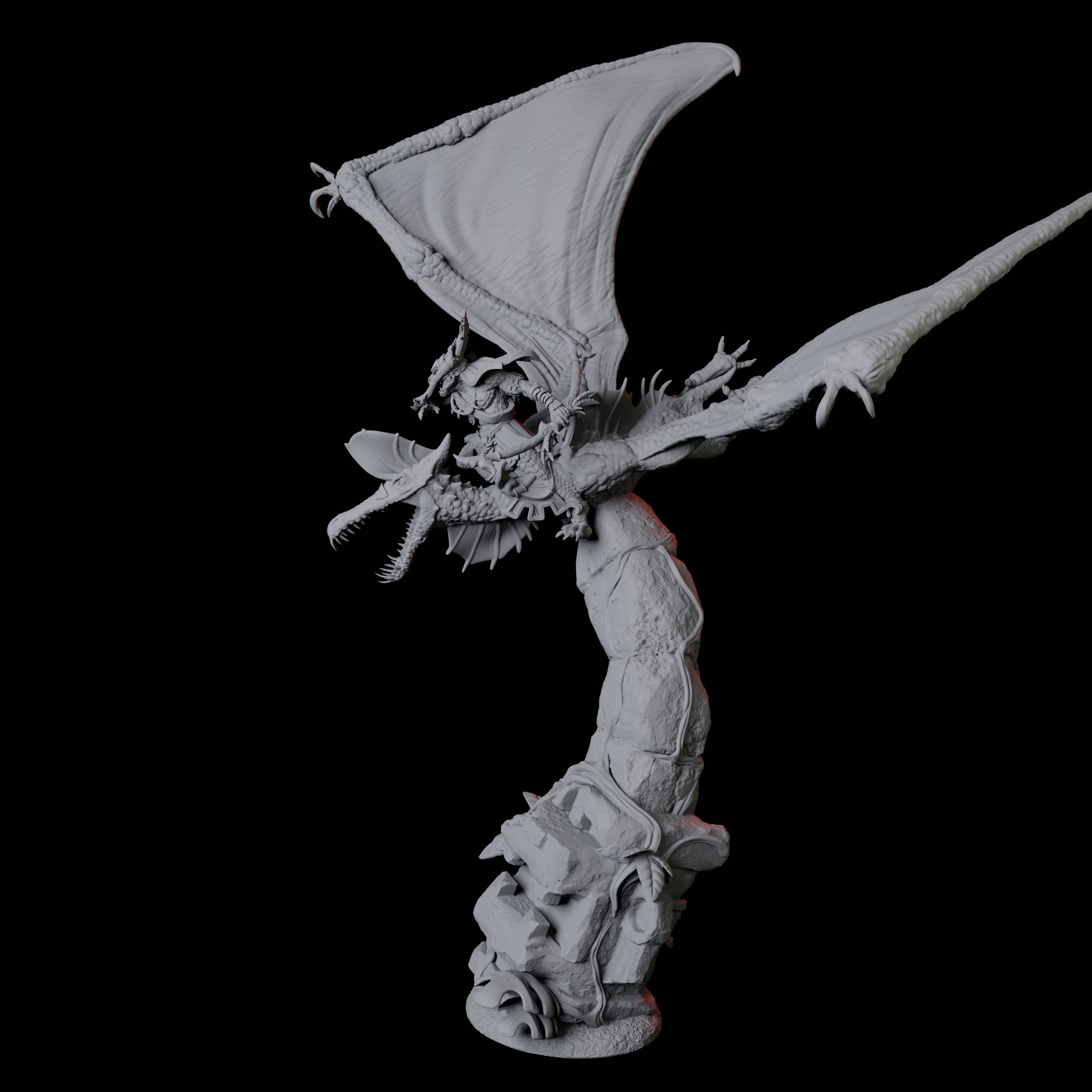 Lizardfolk Flying on Pterodactyl C Miniature for Dungeons and Dragons, Pathfinder or other TTRPGs