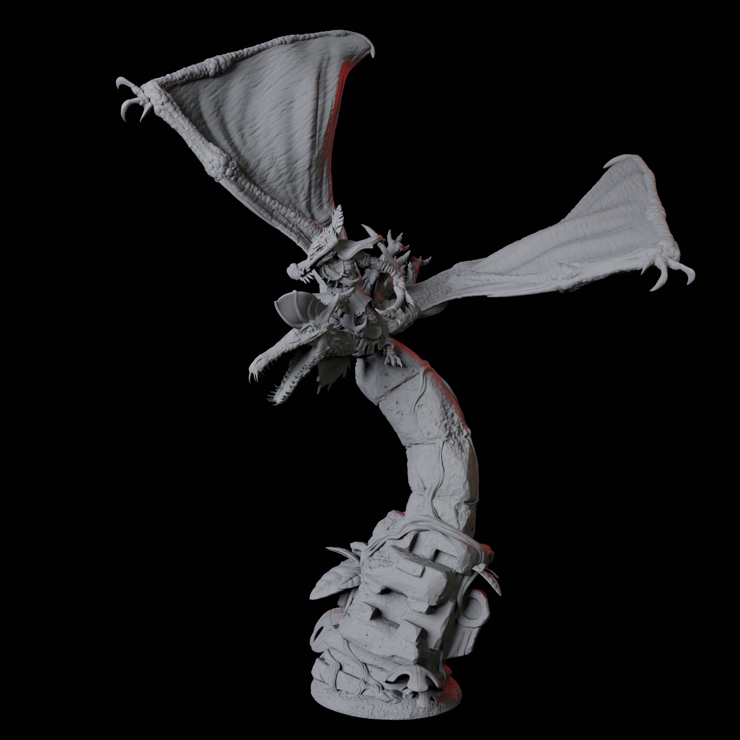 Lizardfolk Flying on Pterodactyl C Miniature for Dungeons and Dragons, Pathfinder or other TTRPGs