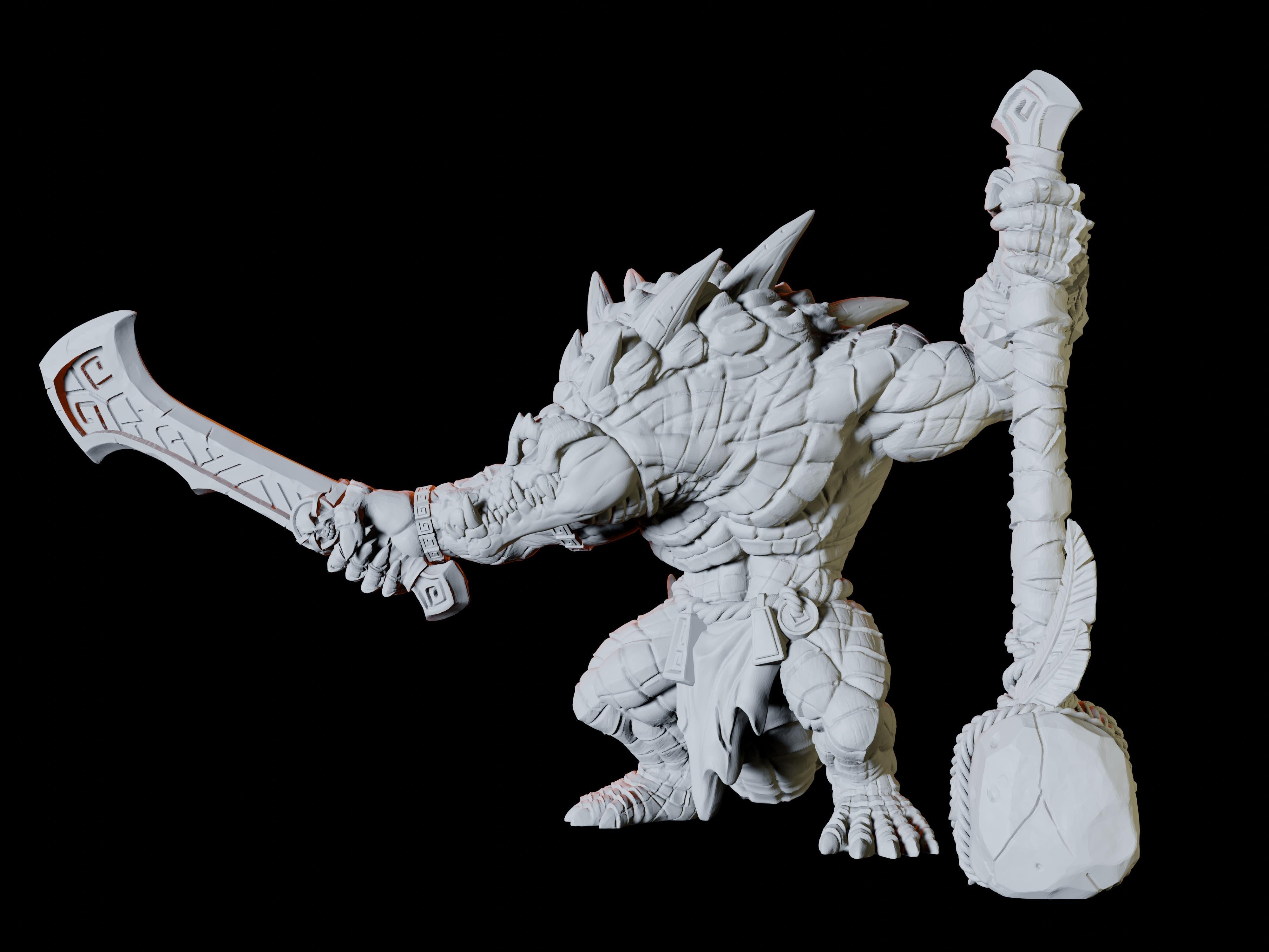 Lizardfolk King Miniature for Dungeons and Dragons - Myth Forged