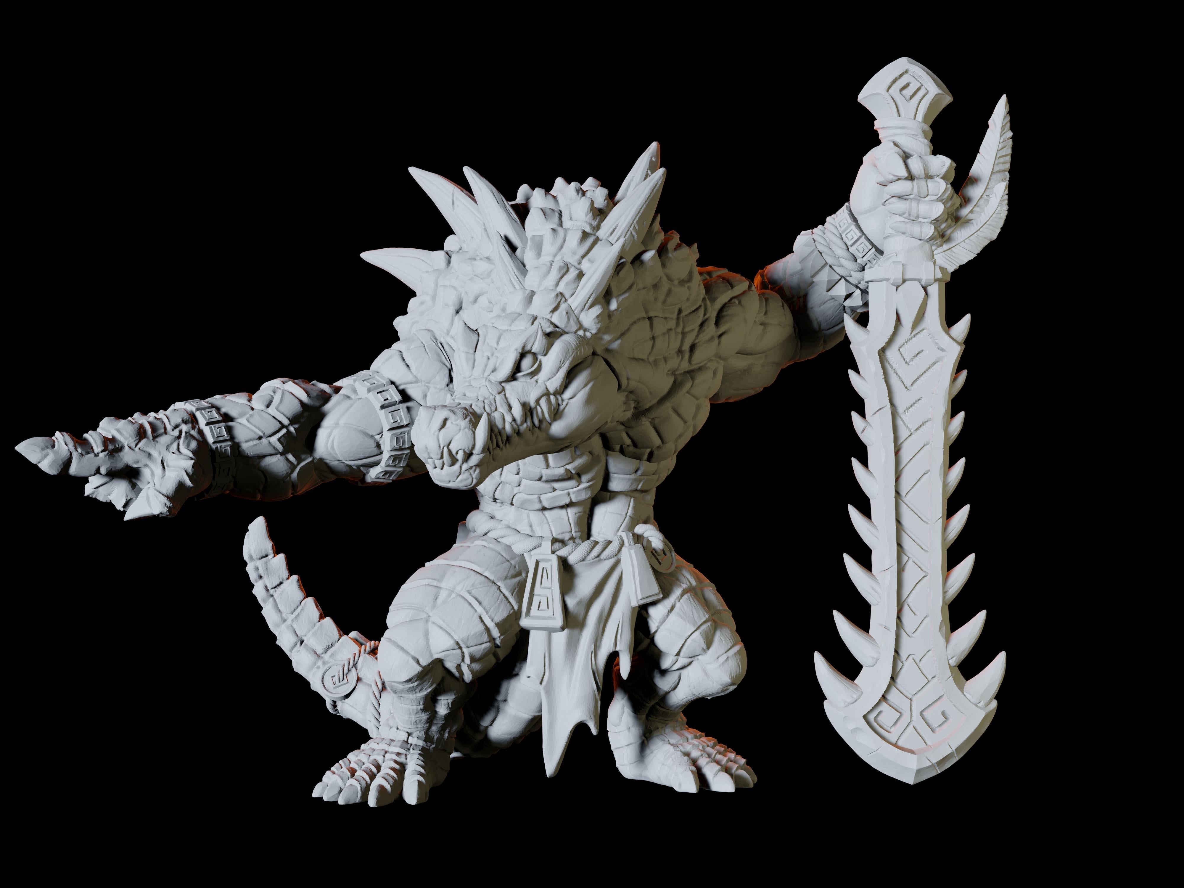 Lizardfolk King Miniature for Dungeons and Dragons - Myth Forged