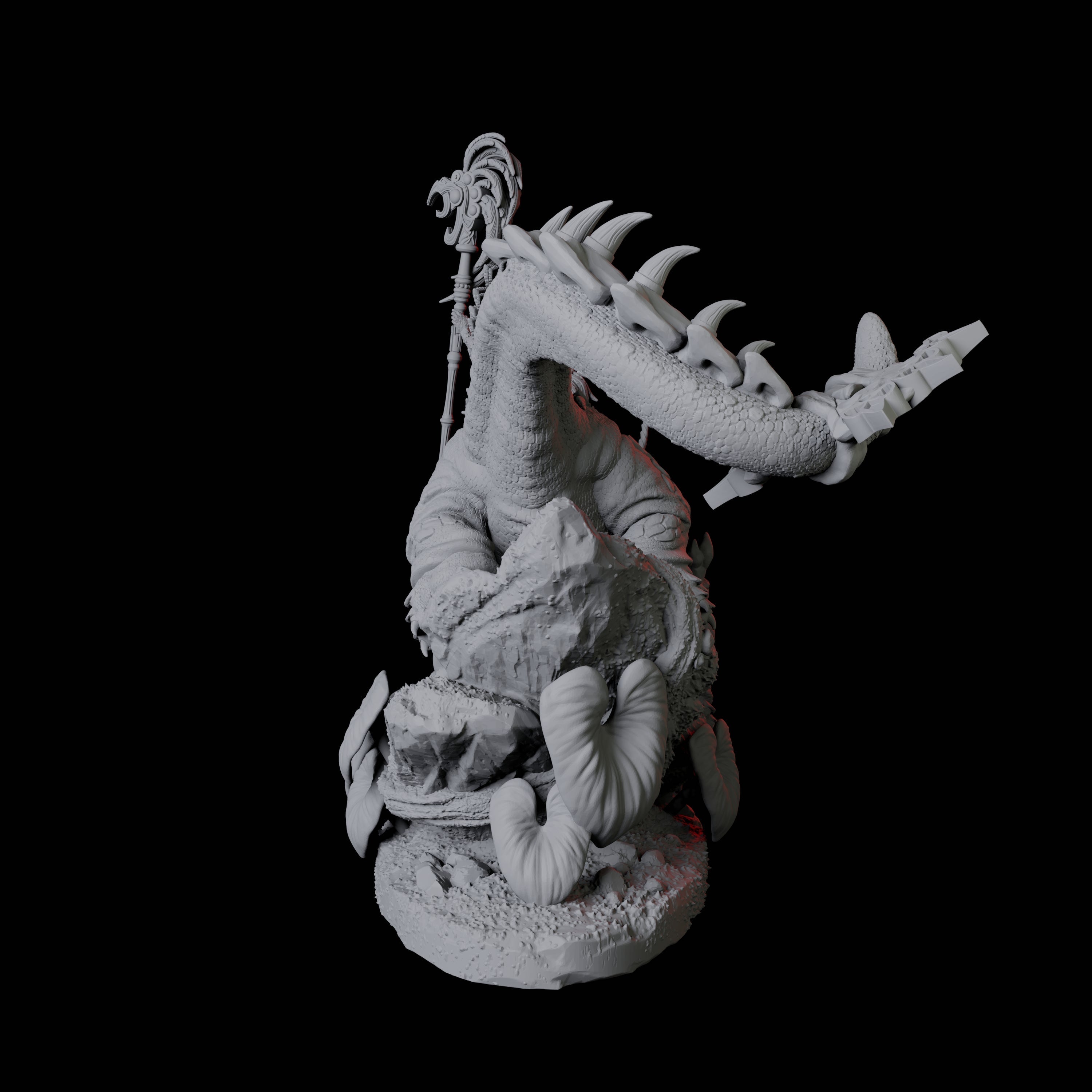 Lizardfolk riding giant lizard A Miniature for Dungeons and Dragons, Pathfinder or other TTRPGs