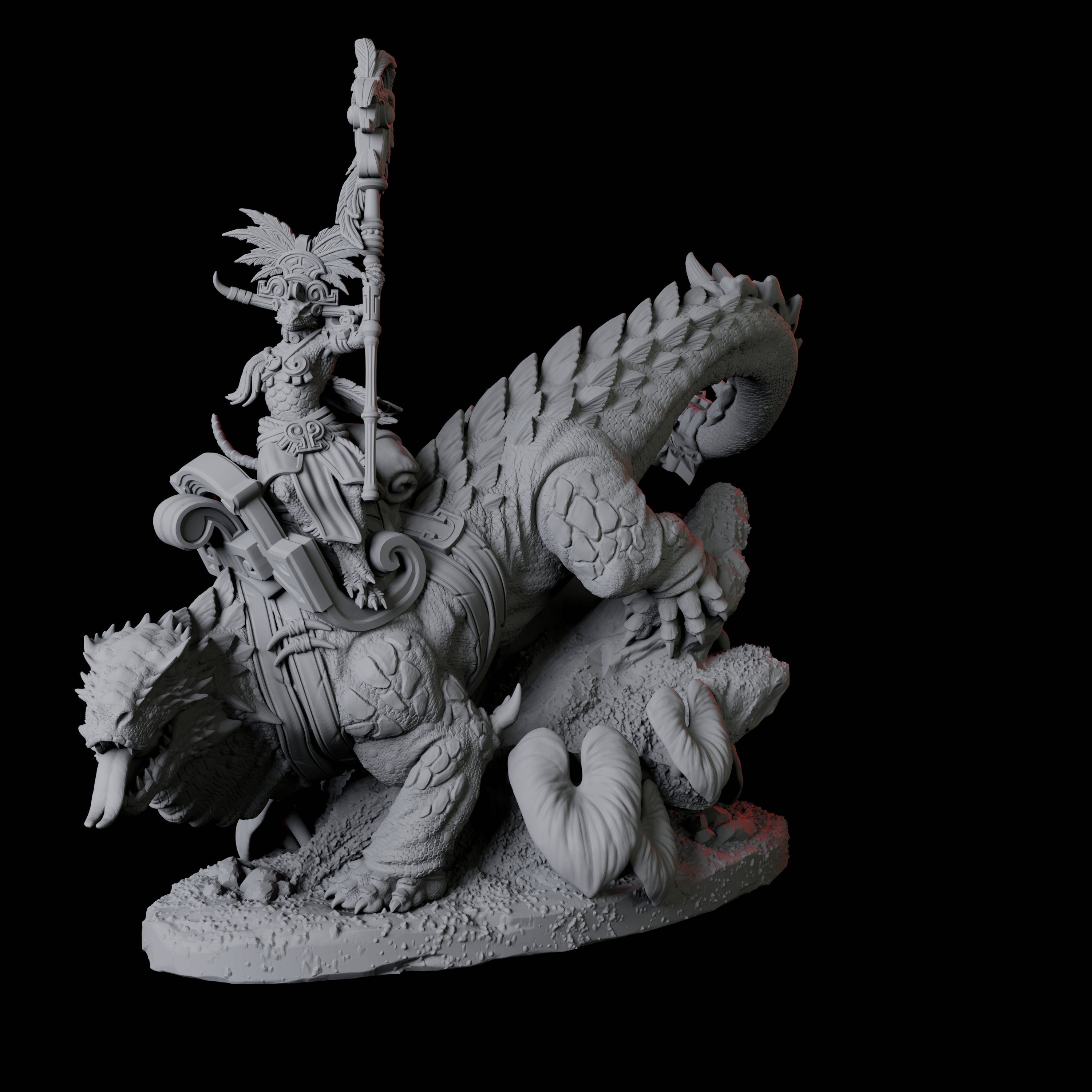 Lizardfolk riding giant lizard A Miniature for Dungeons and Dragons, Pathfinder or other TTRPGs