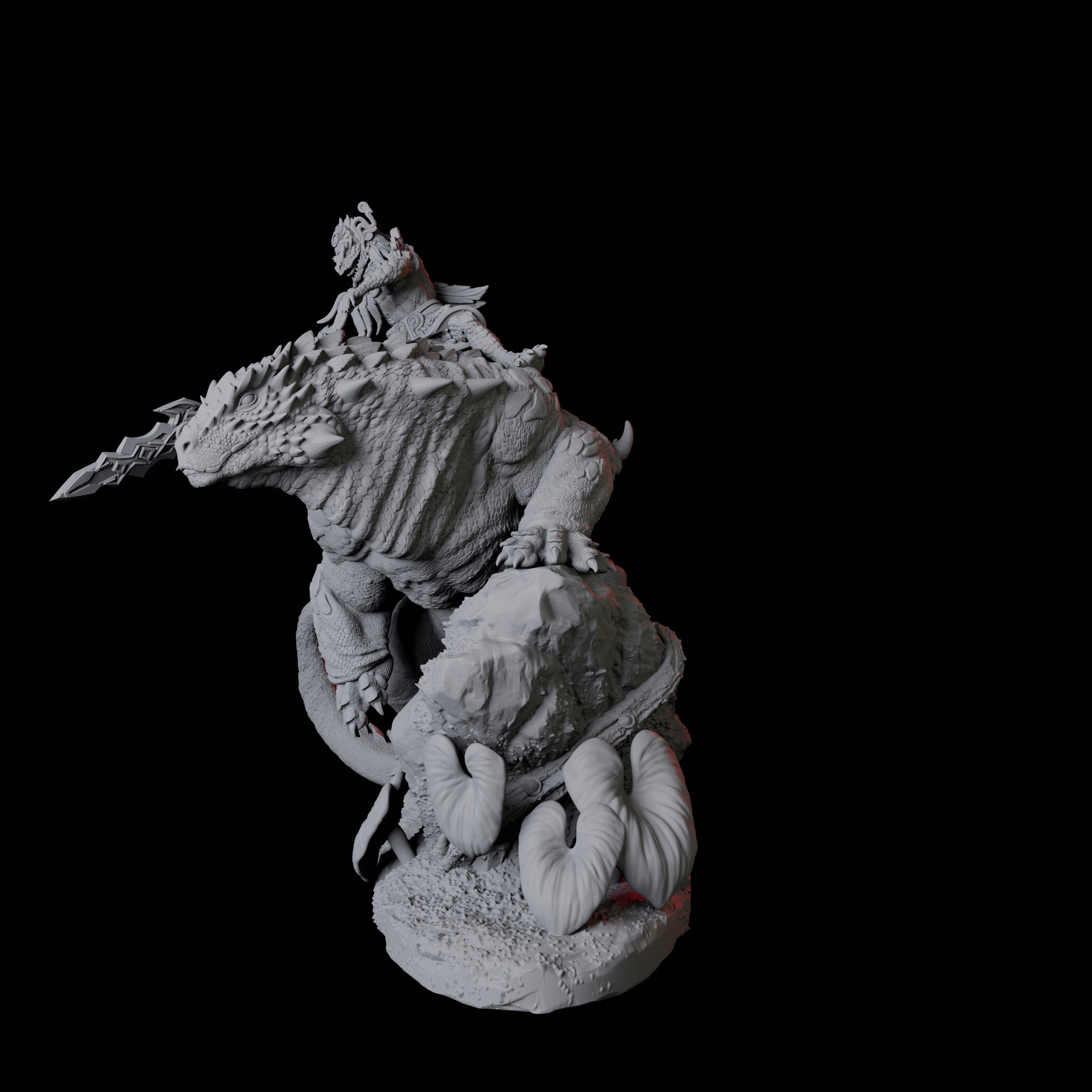 Lizardfolk riding giant lizard B Miniature for Dungeons and Dragons, Pathfinder or other TTRPGs