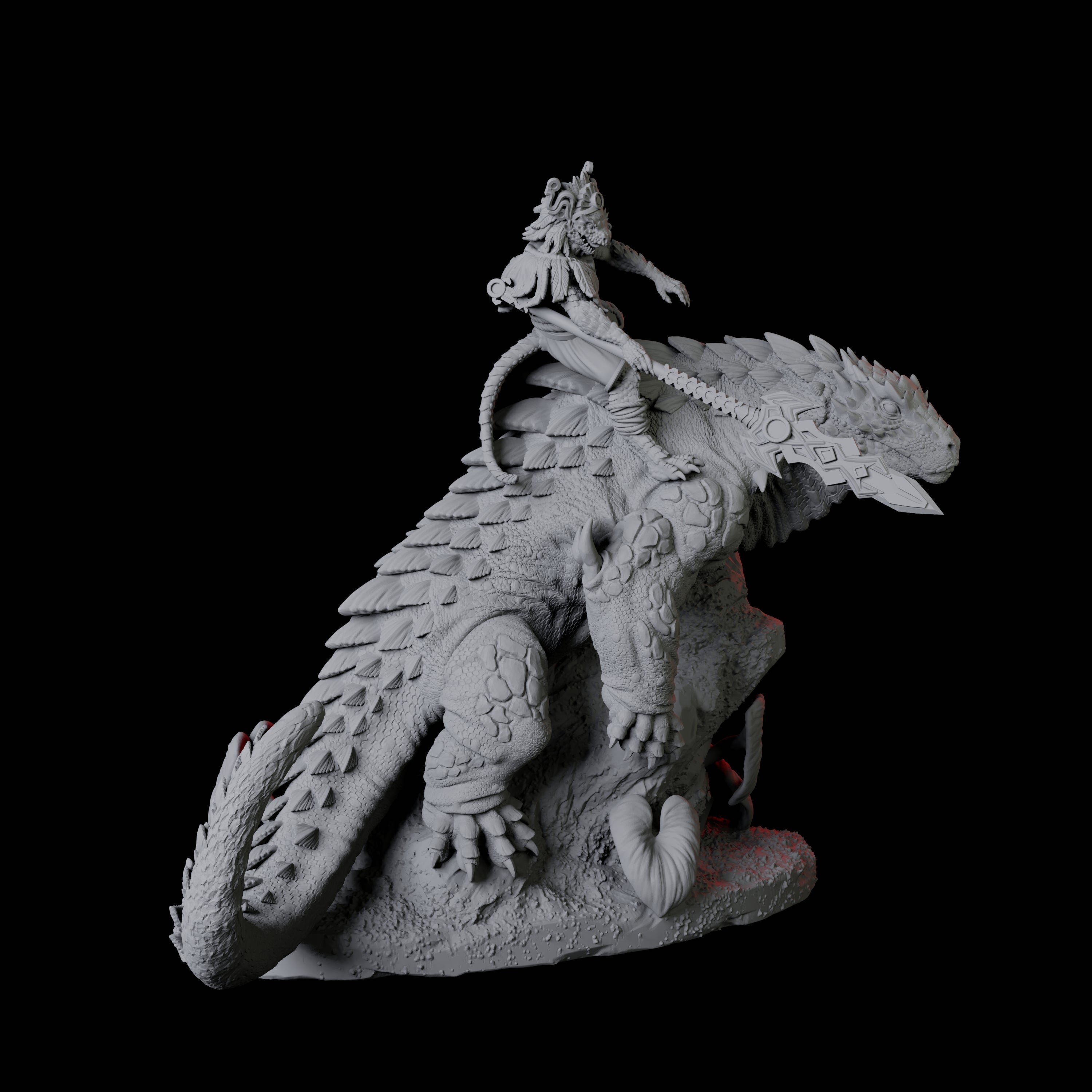 Lizardfolk riding giant lizard B Miniature for Dungeons and Dragons, Pathfinder or other TTRPGs