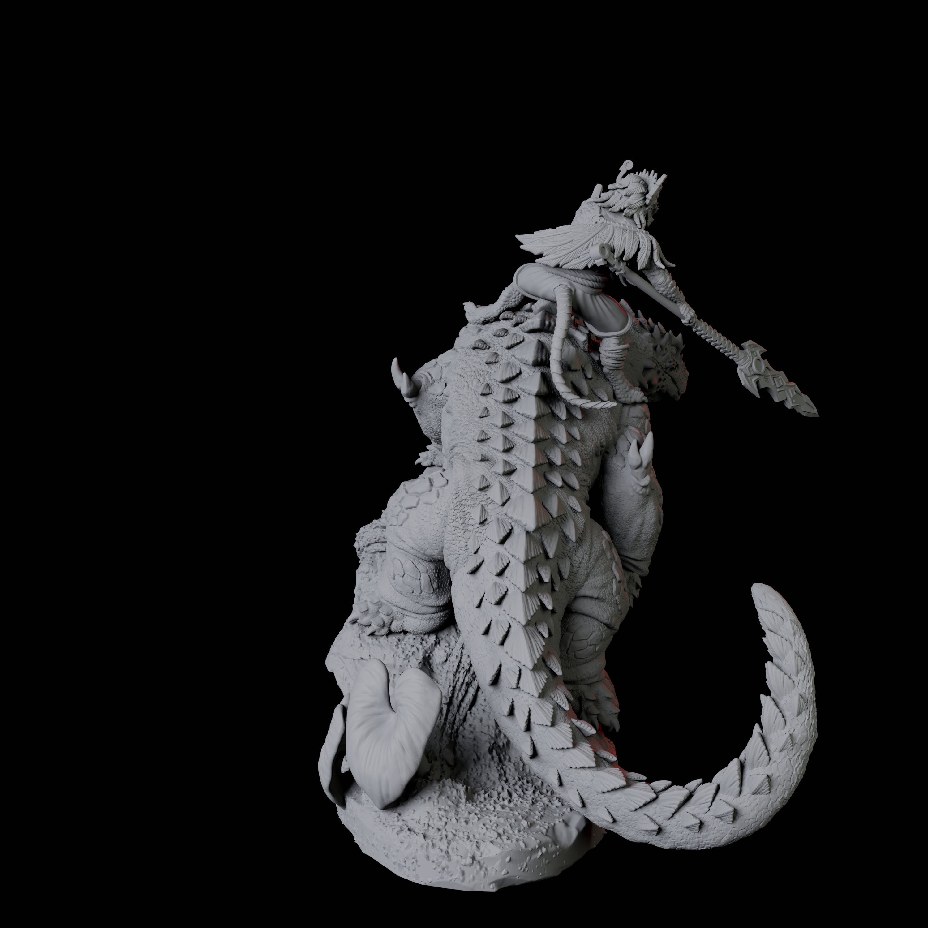 Lizardfolk riding giant lizard B Miniature for Dungeons and Dragons, Pathfinder or other TTRPGs