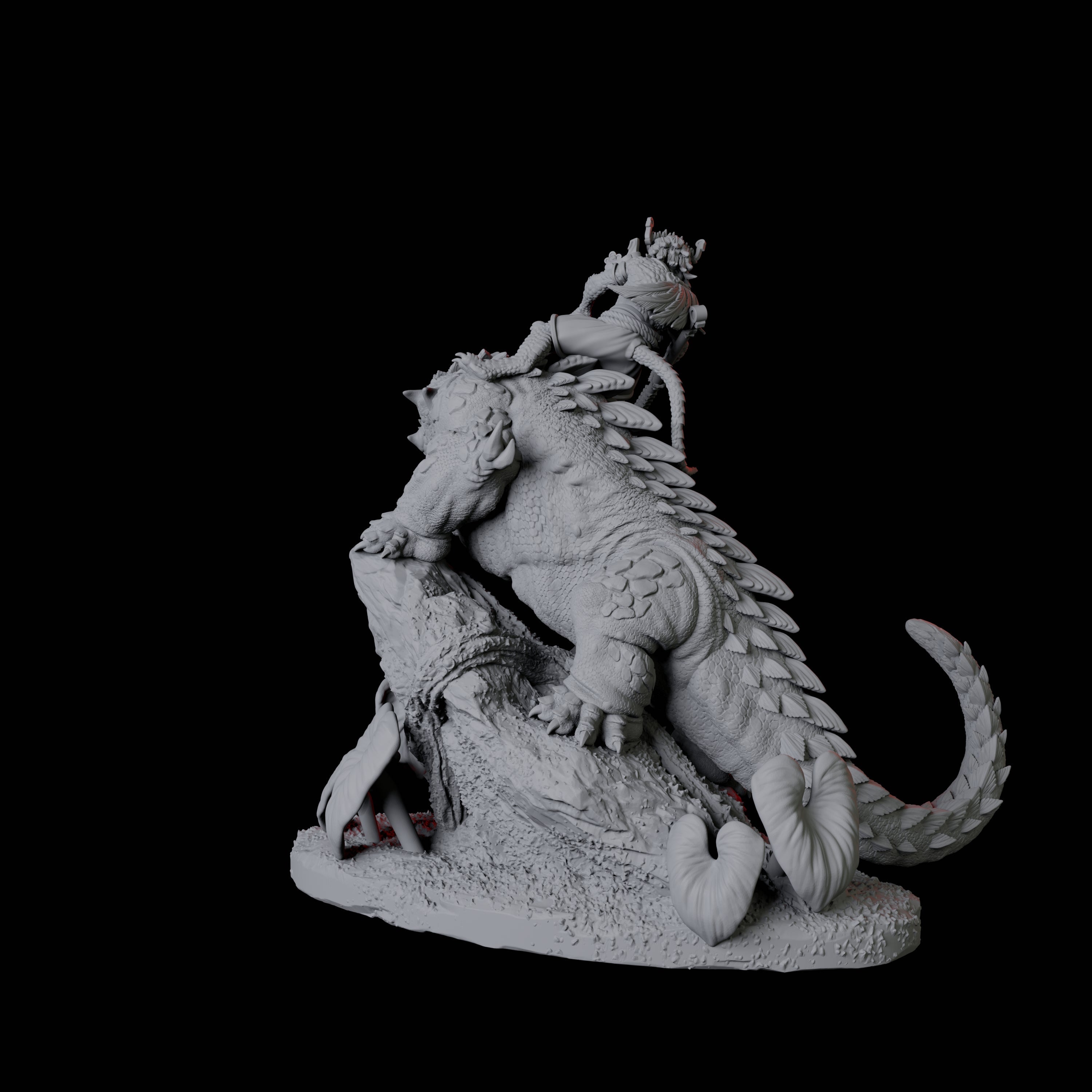 Lizardfolk riding giant lizard B Miniature for Dungeons and Dragons, Pathfinder or other TTRPGs