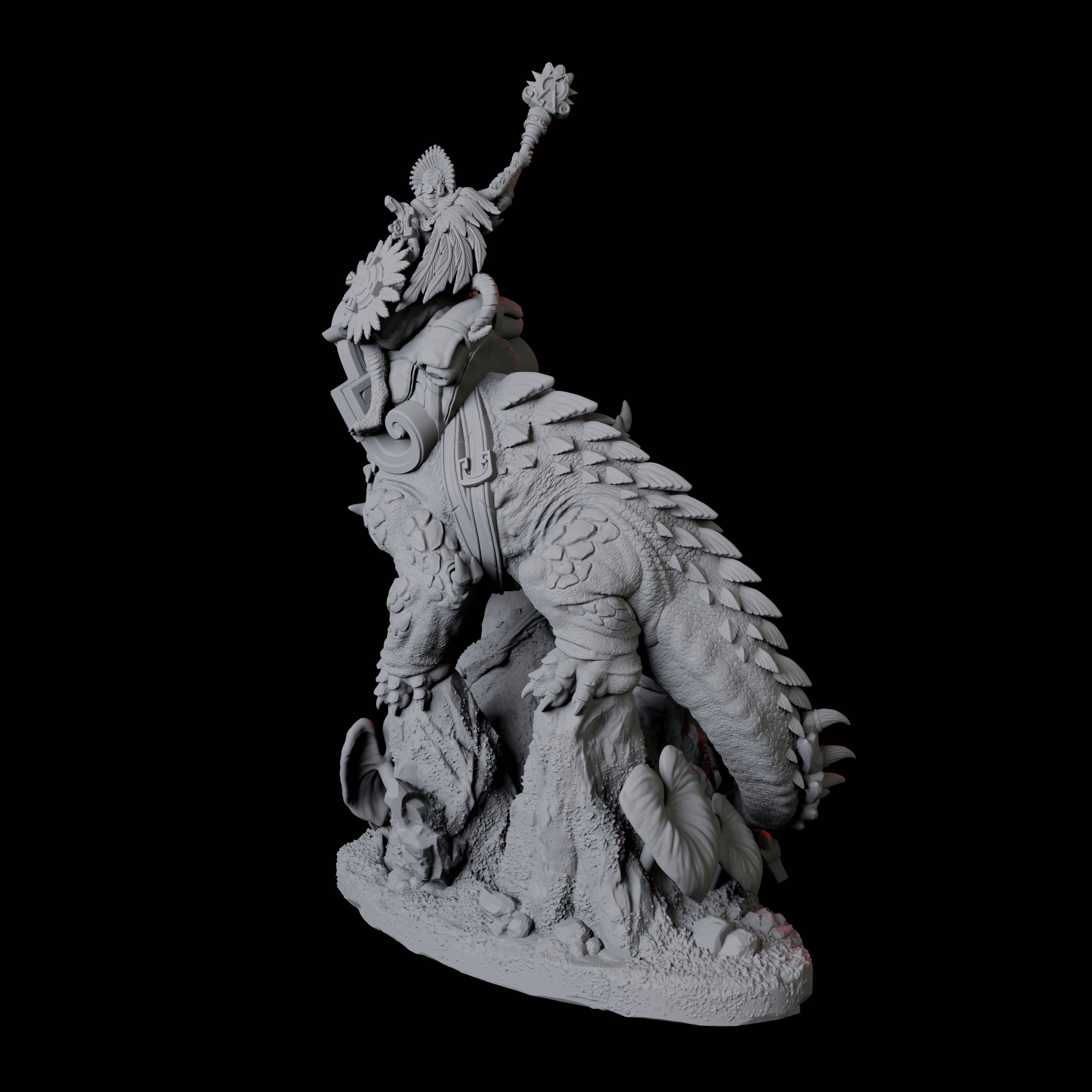 Lizardfolk riding giant lizard C Miniature for Dungeons and Dragons, Pathfinder or other TTRPGs