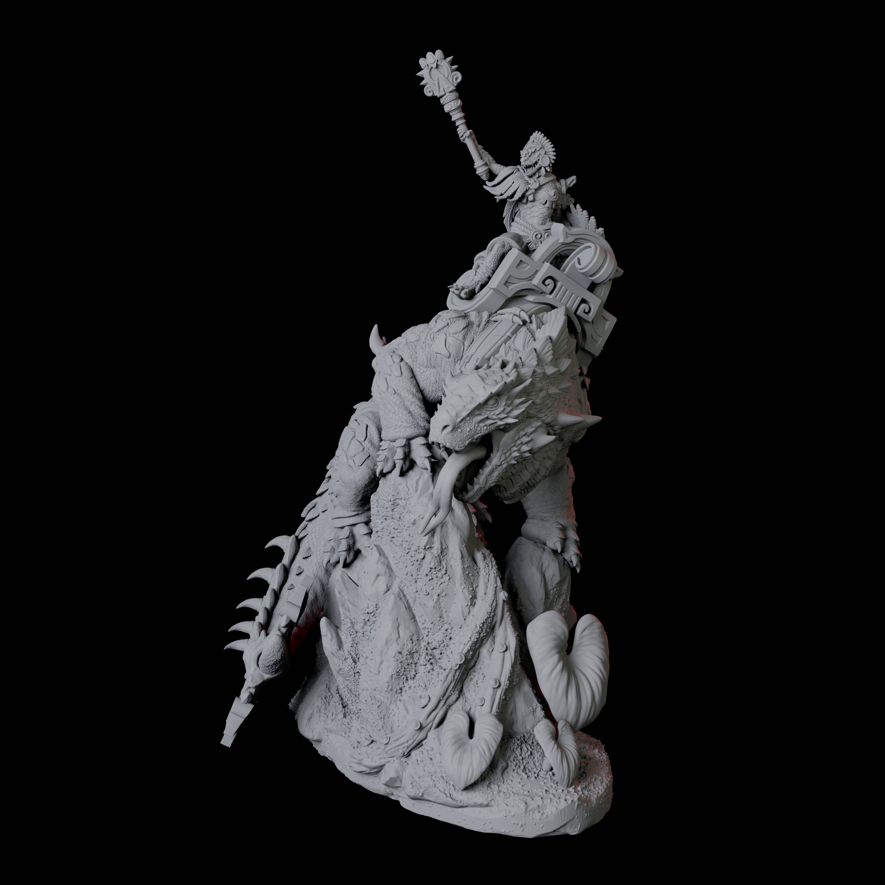 Lizardfolk riding giant lizard C Miniature for Dungeons and Dragons, Pathfinder or other TTRPGs